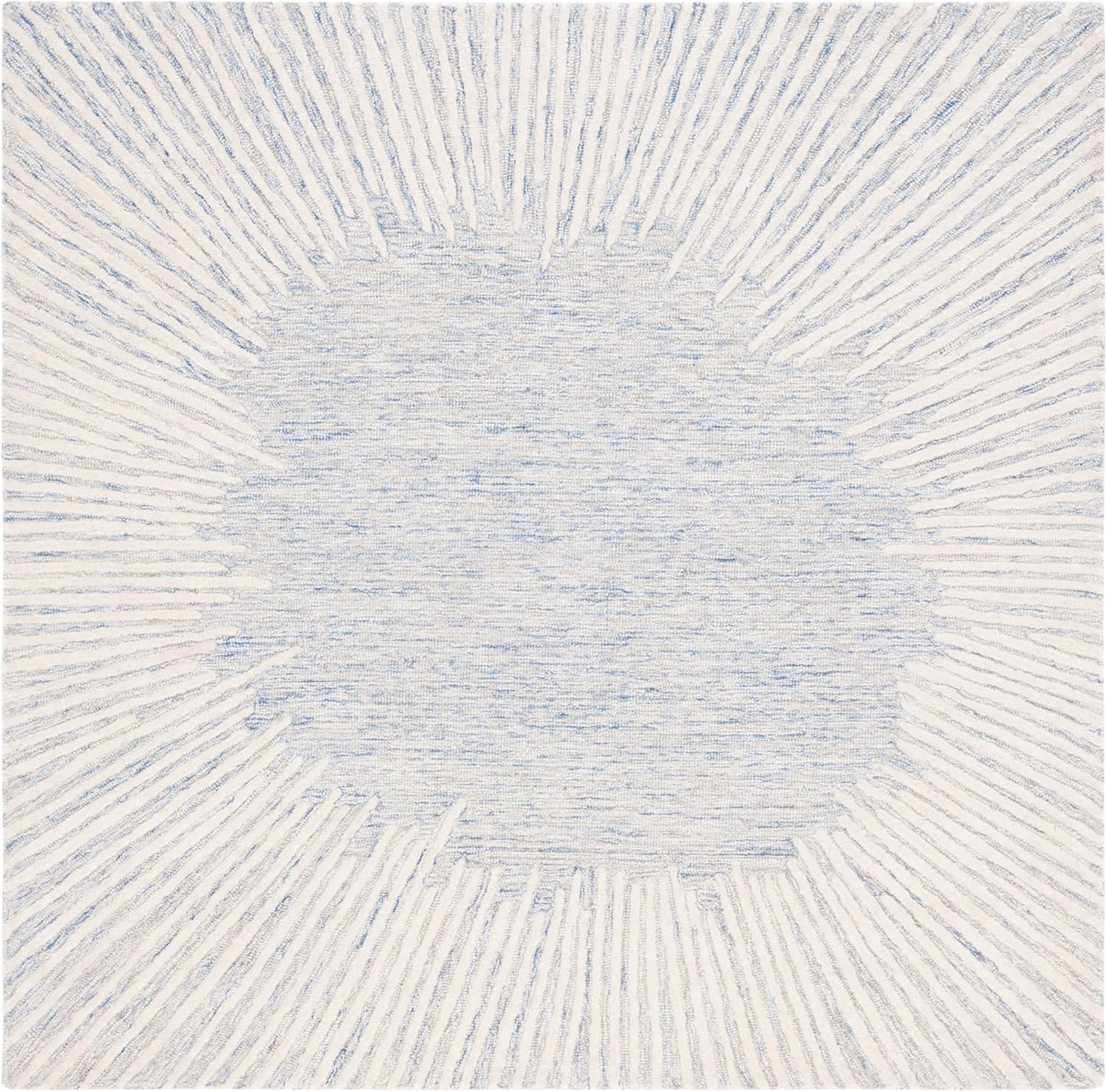 SAFAVIEH Abstract Collection Area Rug - 6' Square, Blue & Ivory, Handmade Wool, Ideal for High Traffic Areas in Living Room, Bedroom (ABT478M)