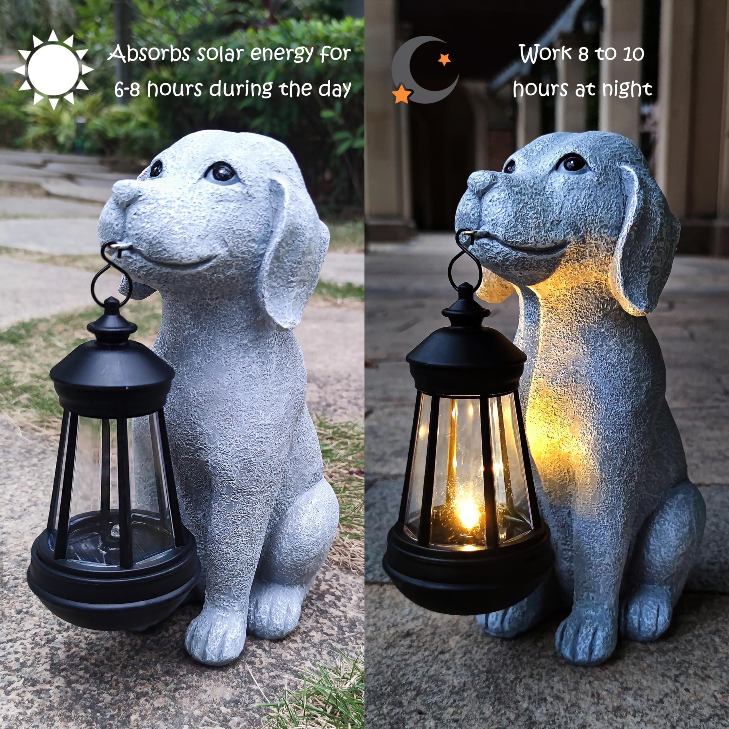 Statua solare da giardino per esterni con luce LED, lanterna a energia solare, decorazione per cortile, prato, statua per terrazza, balcone, decorazione per hobbistica, unica