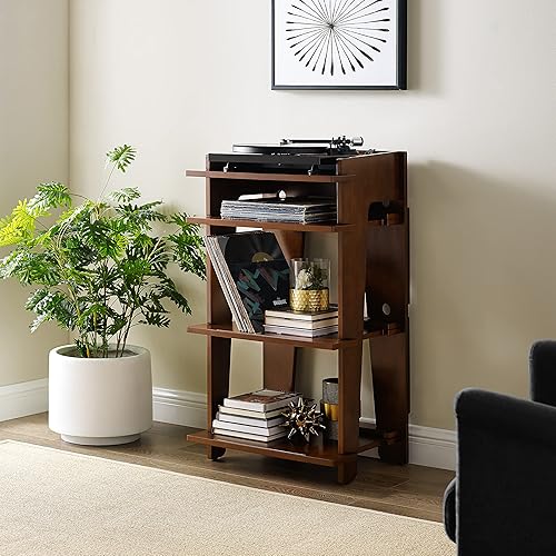 Miniatura 8 de Crosley Furniture Soho - Soporte para tocadiscos, consola multimedia con almacenamiento de vinilo, organizador moderno para el hogar, caoba