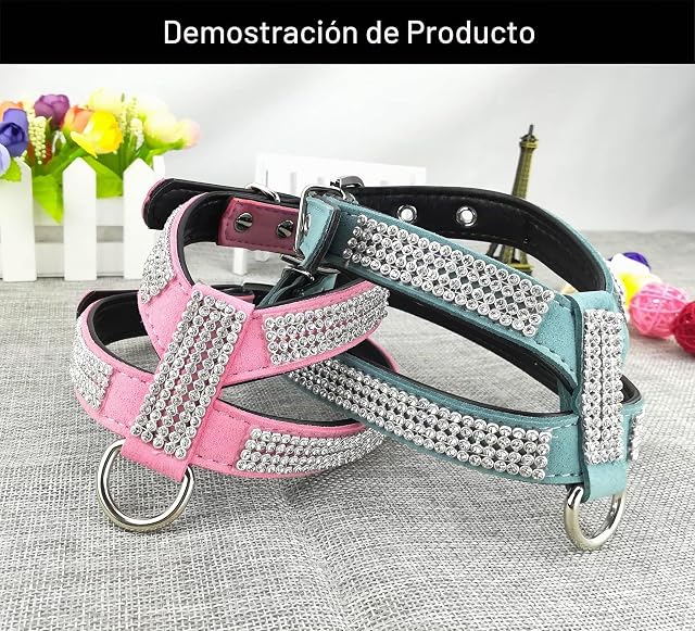 Foto 7 de 7 de Newtensina Moda Perro arnes con Diamantes Linda Mujer Bling Pequeña Perro arnes