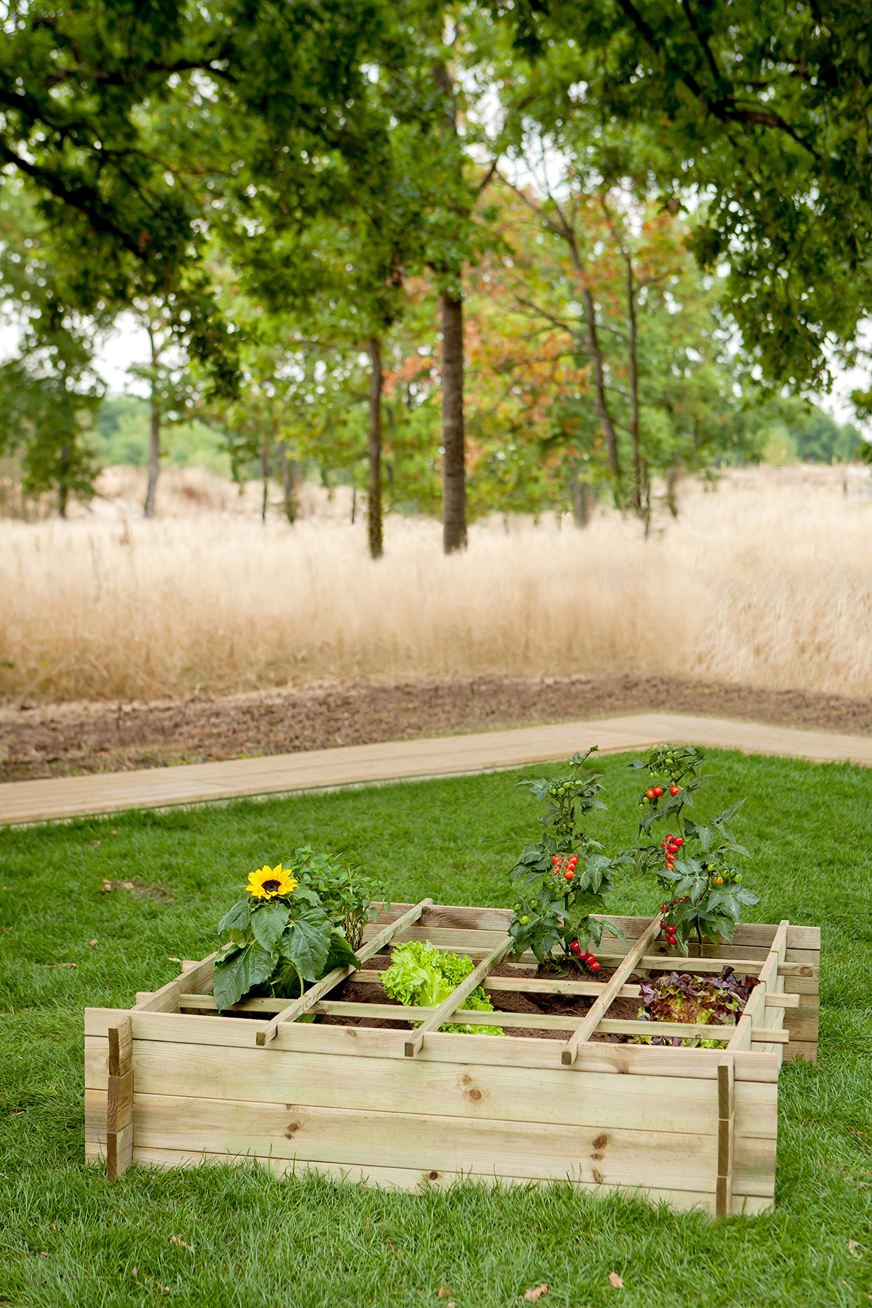 PUR'GARDEN 8711615148880 Potager Pin Egine, Bois Naturel, 120 x 120 x 30 cm