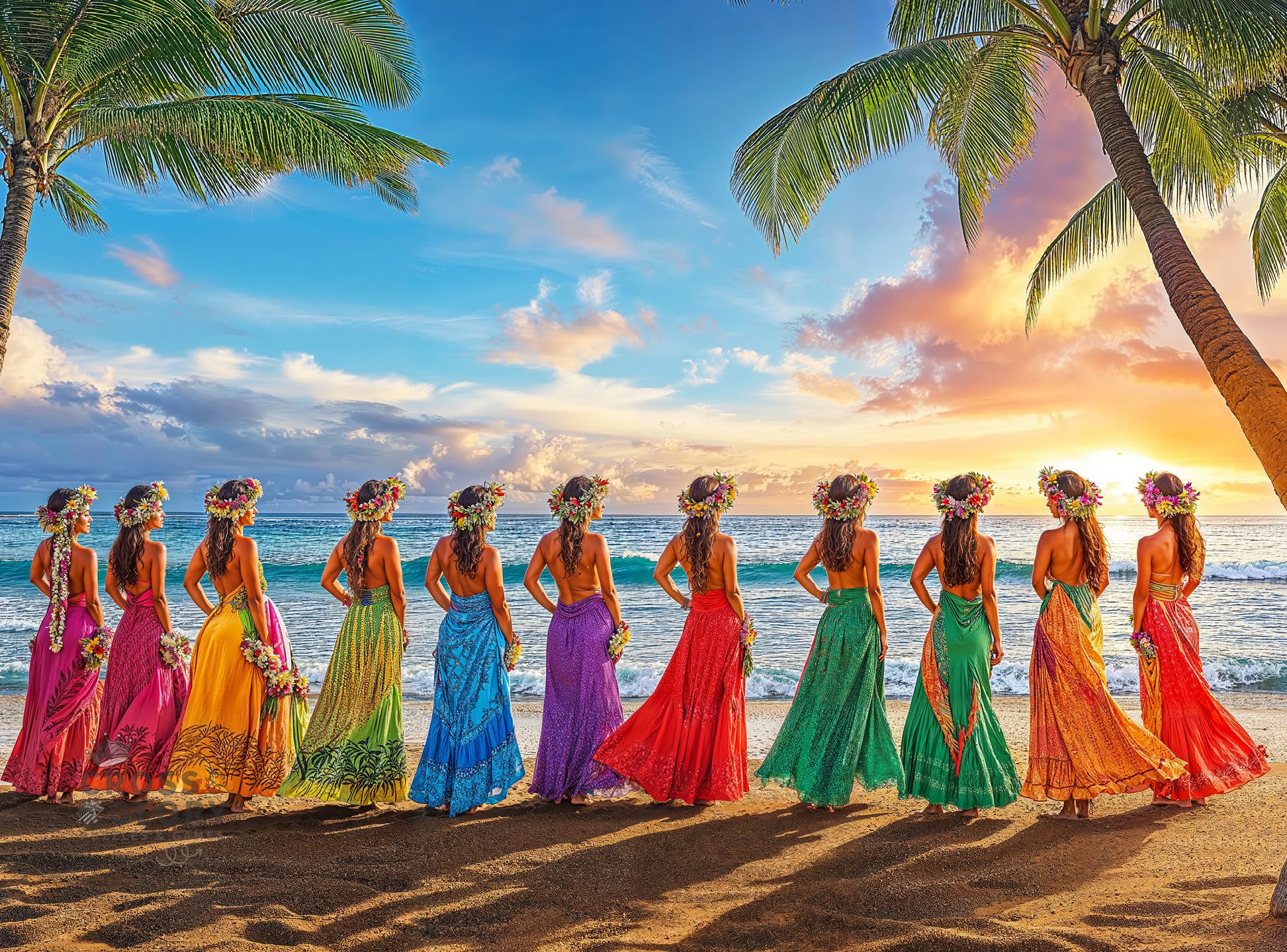 Cross & Glory - Aloha Harmony: Colors of The Pacific - 1000 Piece Jigsaw Puzzle for Adults | Best New Island Sunset Puzzle | Vibrant Polynesian Artwork | Immersive Puzzle Experience