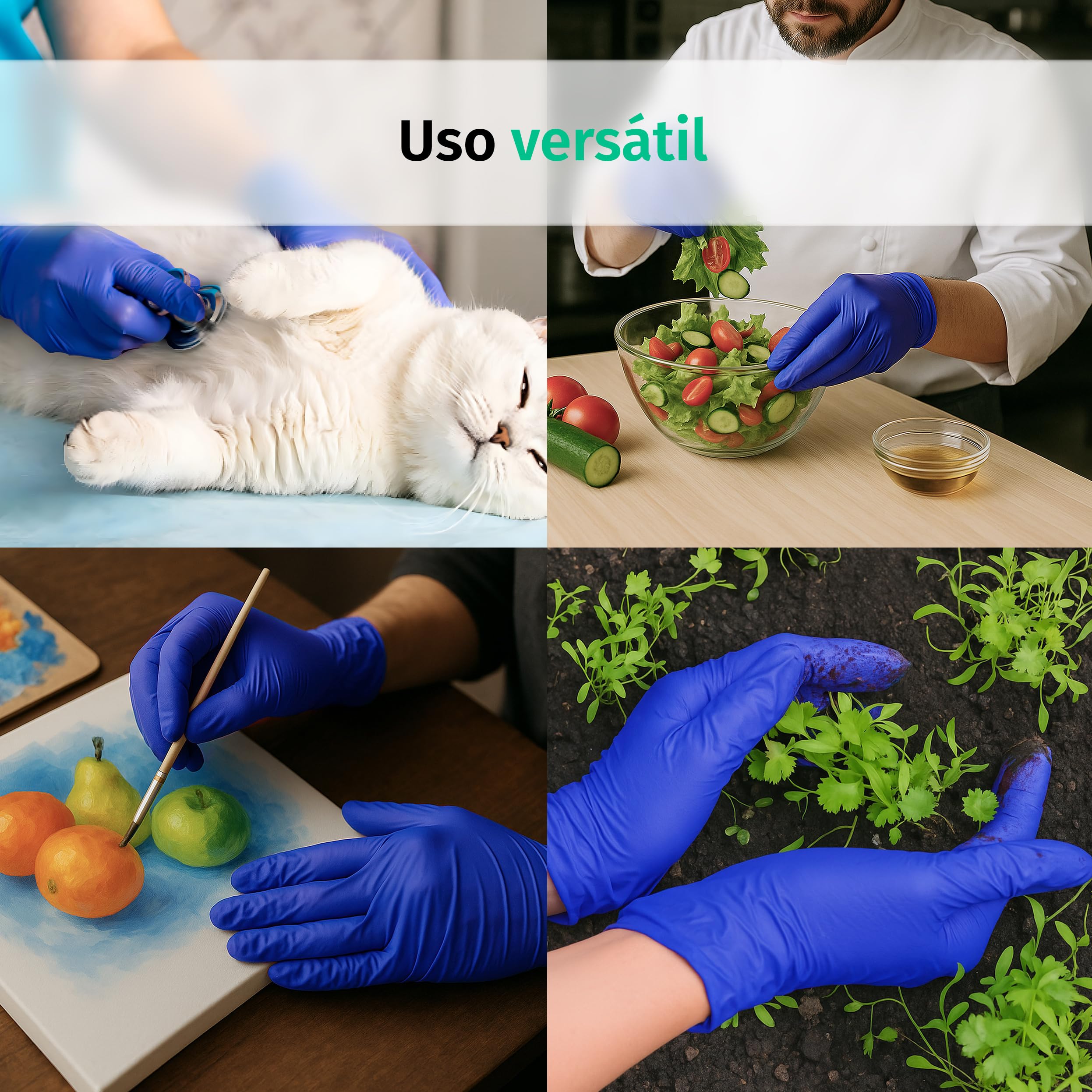 SF Guantes de nitrilo S violetas – 1000 (10x100) unidades, guantes desechables sin polvo, sin látex, médicos y de examen, aptos para cocina, limpieza, cosmética y uso doméstico
