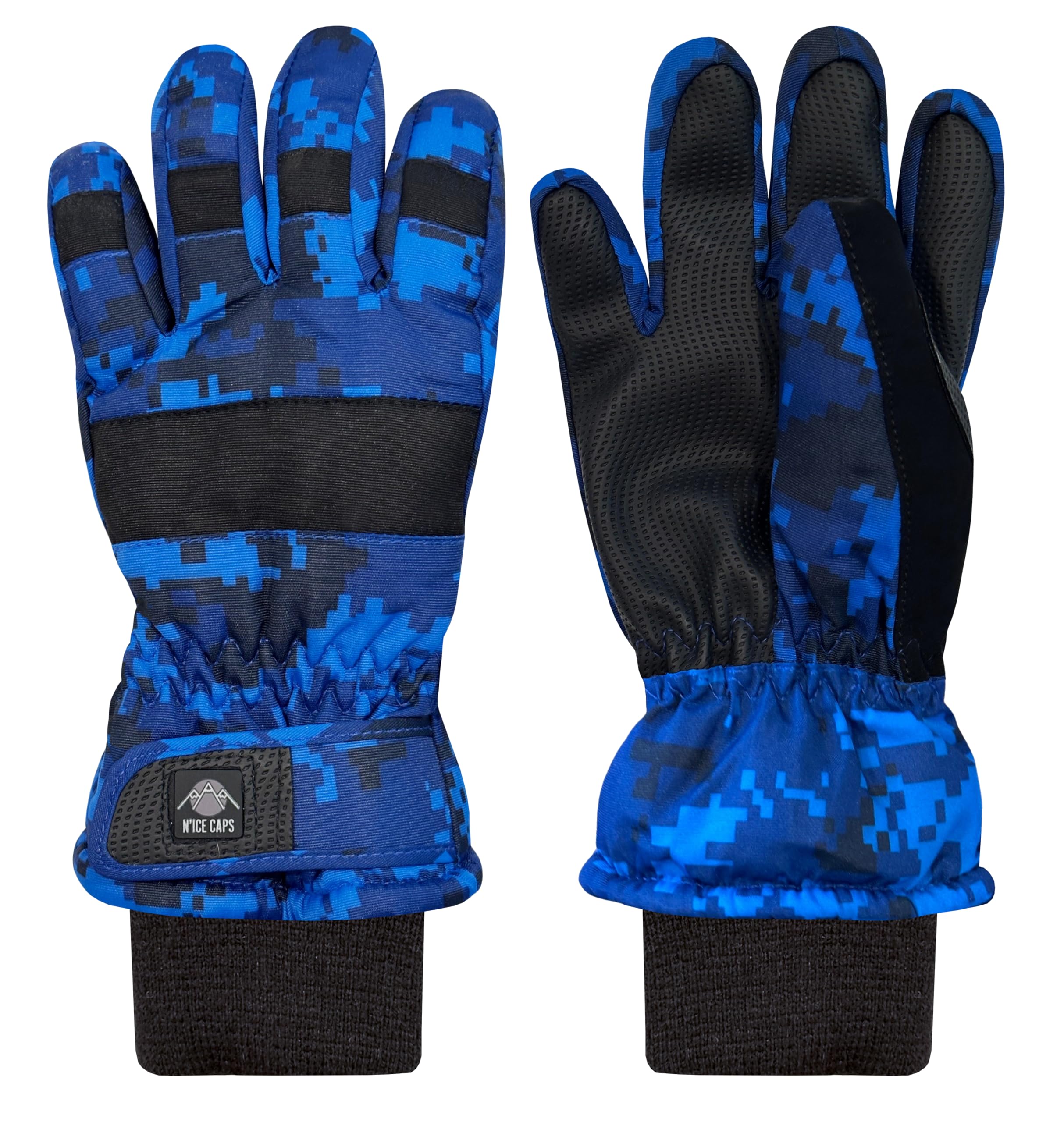 Boys Cold Weather Waterproof Camo Print Ski Gloves