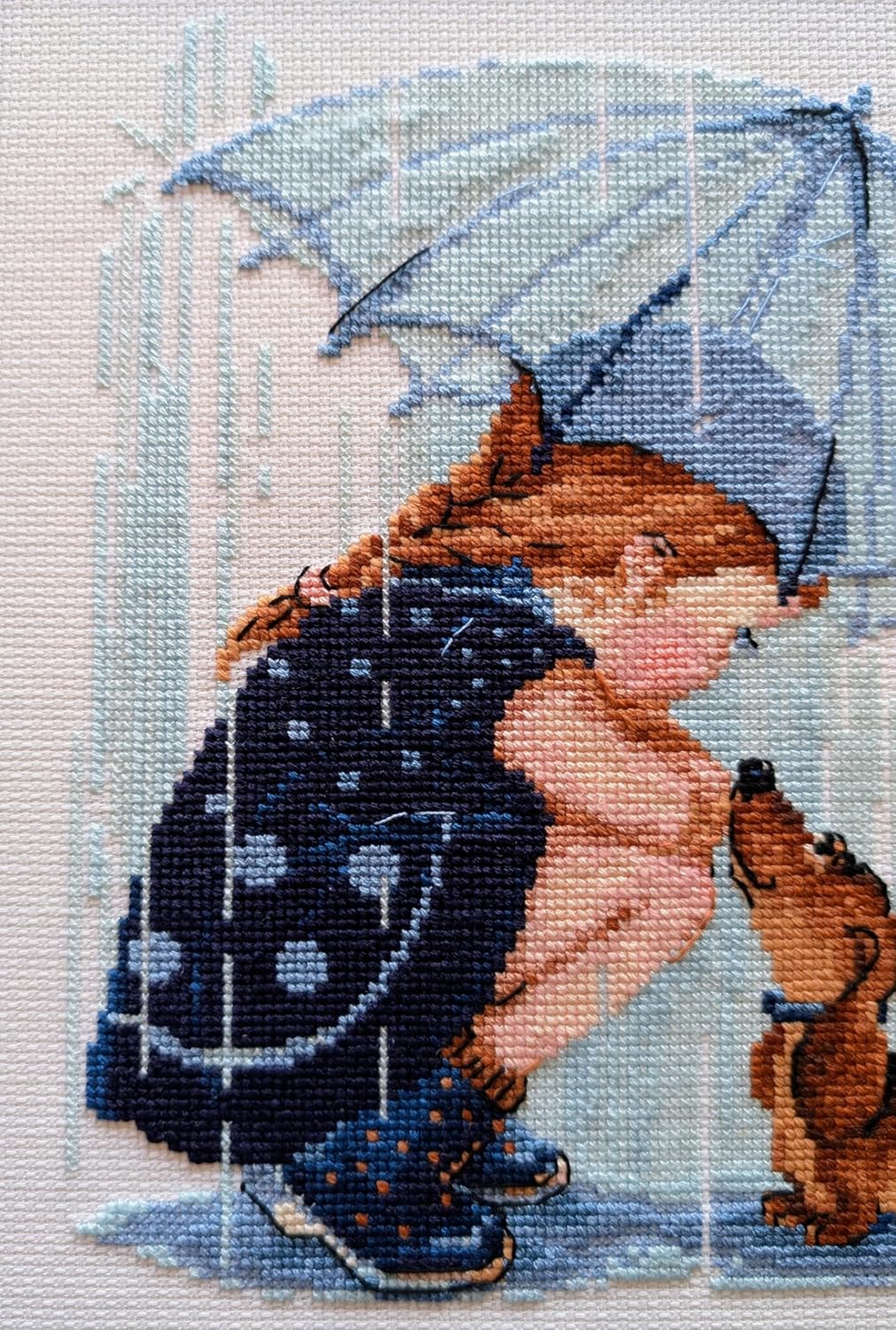 RIOLIS - Under My Umbrella 1720, Animals Cross Stitch Kit 9,84" x9,84, Cross Stitch Kits for Beginners & Advanced, Crossstitching Kits Adult, Counted Stitching Kits, Embroidery Kit