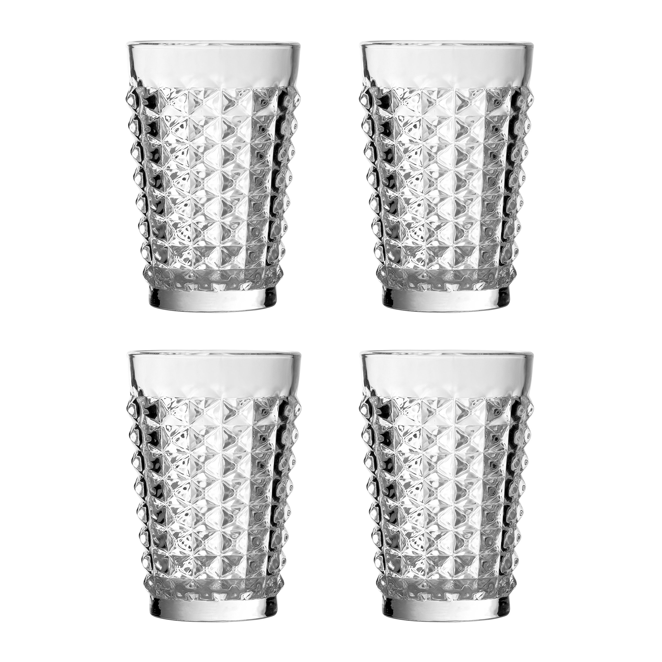 Premier Housewares Pyramid Hi Ball Glasses - 4 Pack - Silver