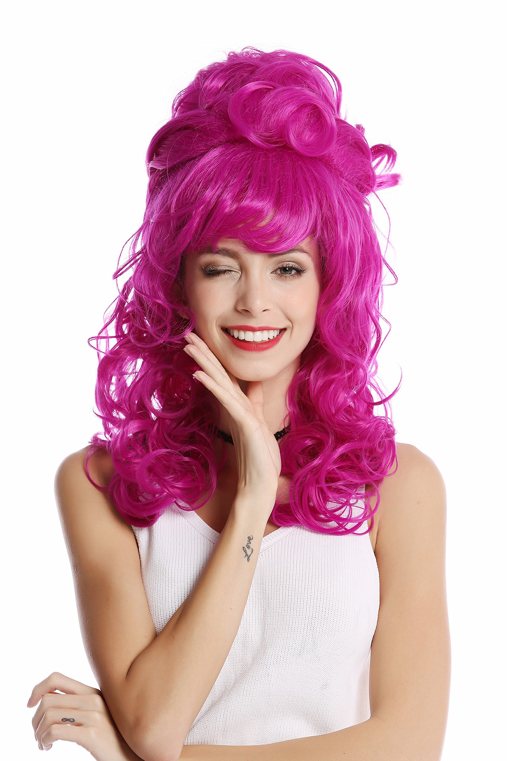 WIG ME UP - GF-W2418-TF2405 Quality Lady Wig Baroque 60s Beehive Retro Bun curly long light purple violet Pop Singer - Image 2