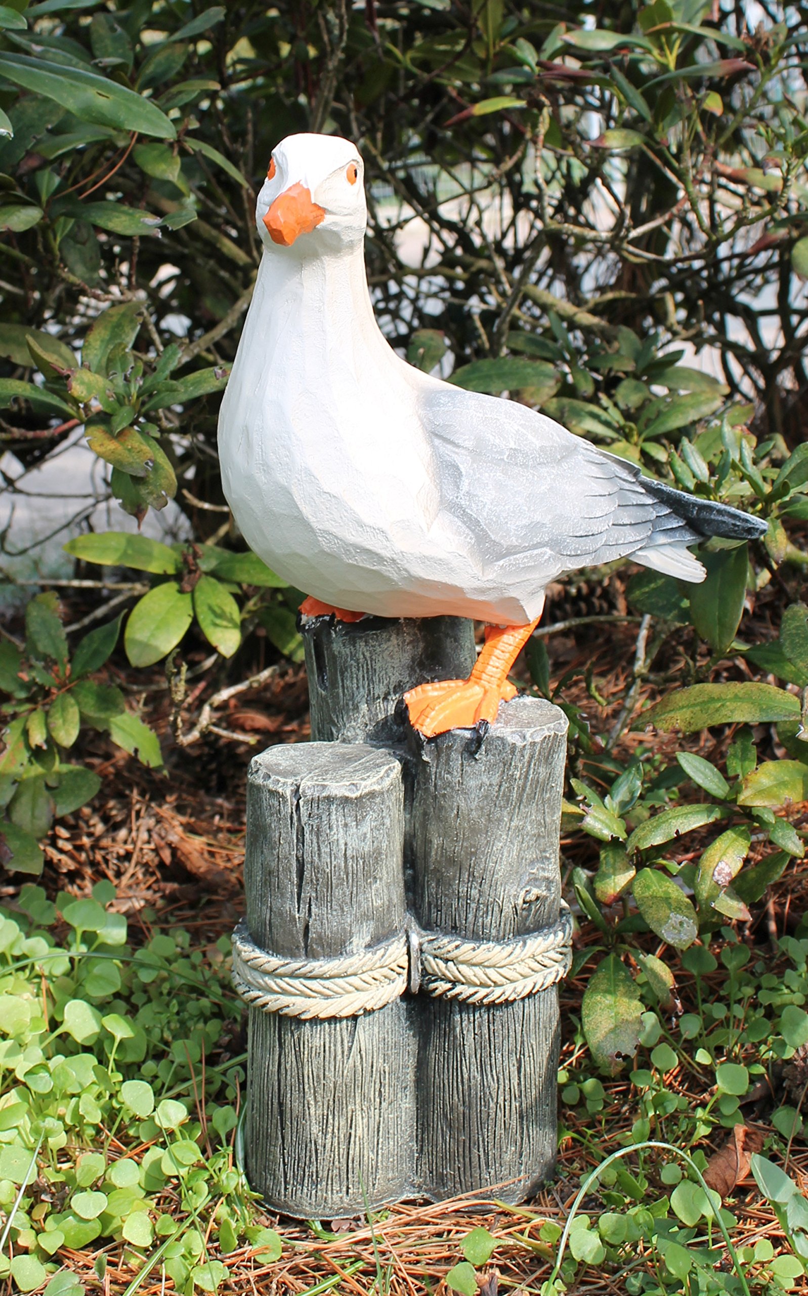 colourliving Dekofigur Möwe Holzschnitt Optik Garten Dekoration Fensterbank Möwe auf Polder