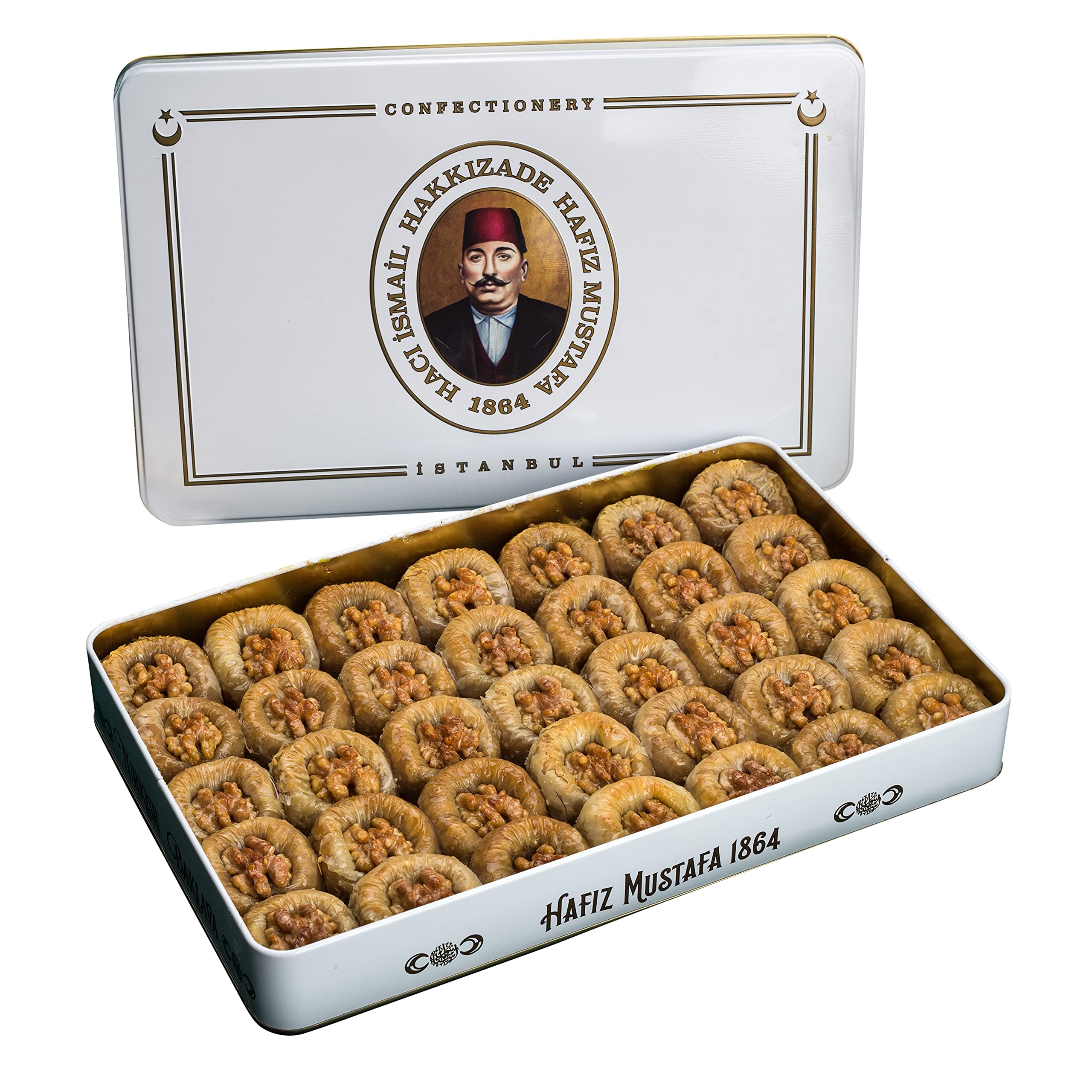 HAFIZ MUSTAFA 1864 ISTANBUL Baklava, Walnut Padishah Baklava (Xl Metal Box), Daily And Freshly Made Turkish Sweets, Treats & Desserts, Tin Gift Box For Loved Ones