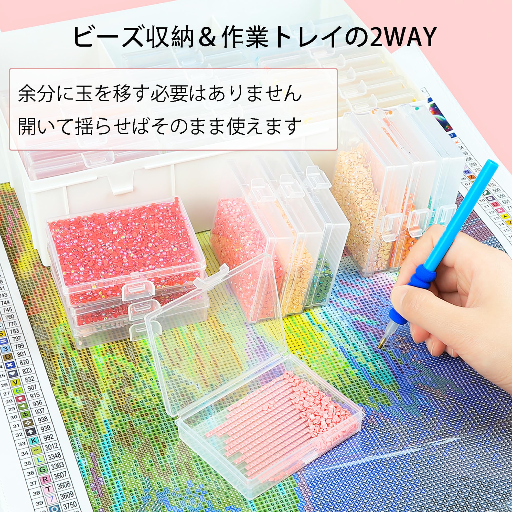 Amazon.co.jp: Lanzeyo ダイヤモンドアート ケース 蓋付きトレイ60個
