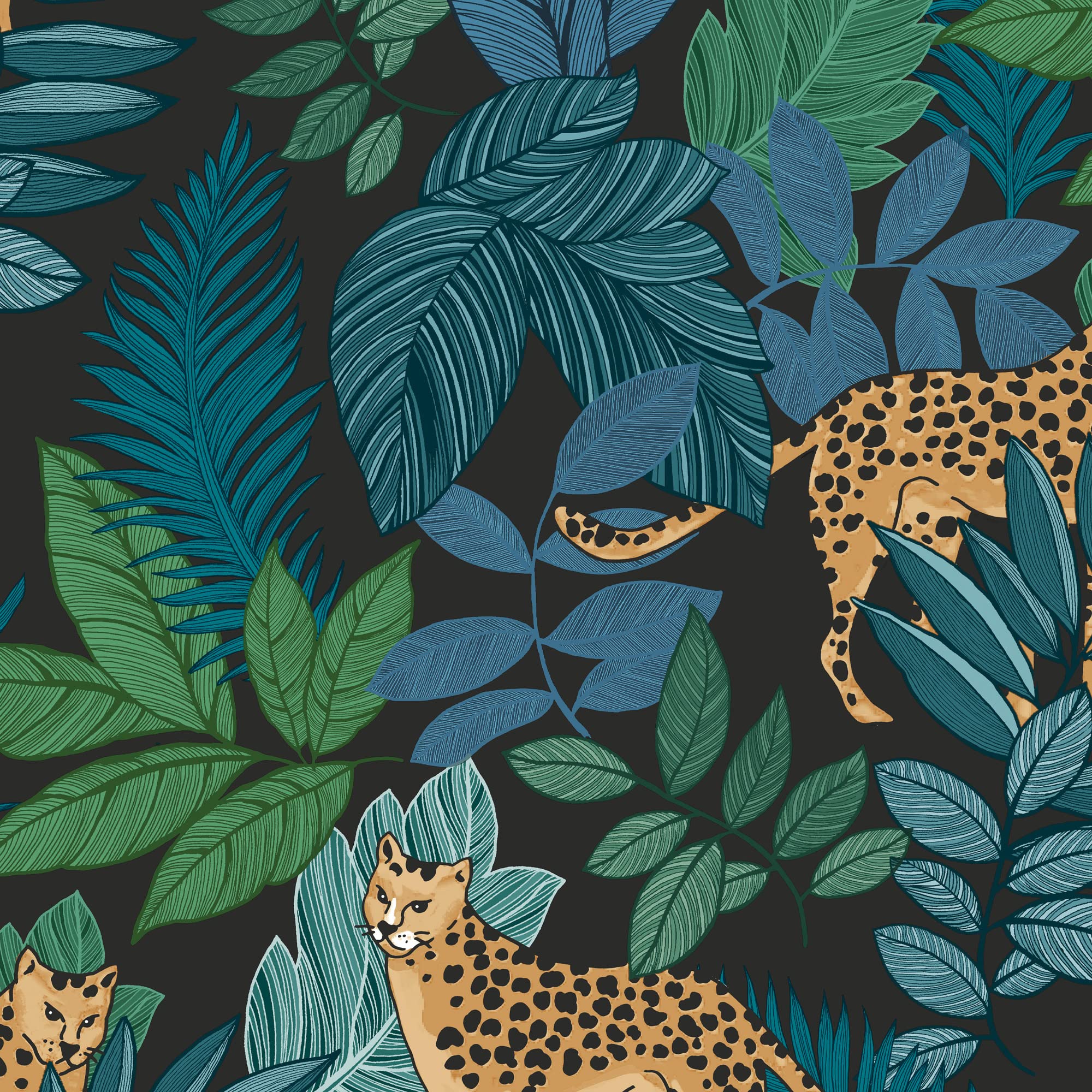 Papier peint Graham & Brown Envy Cheetin Night pour masquer défauts