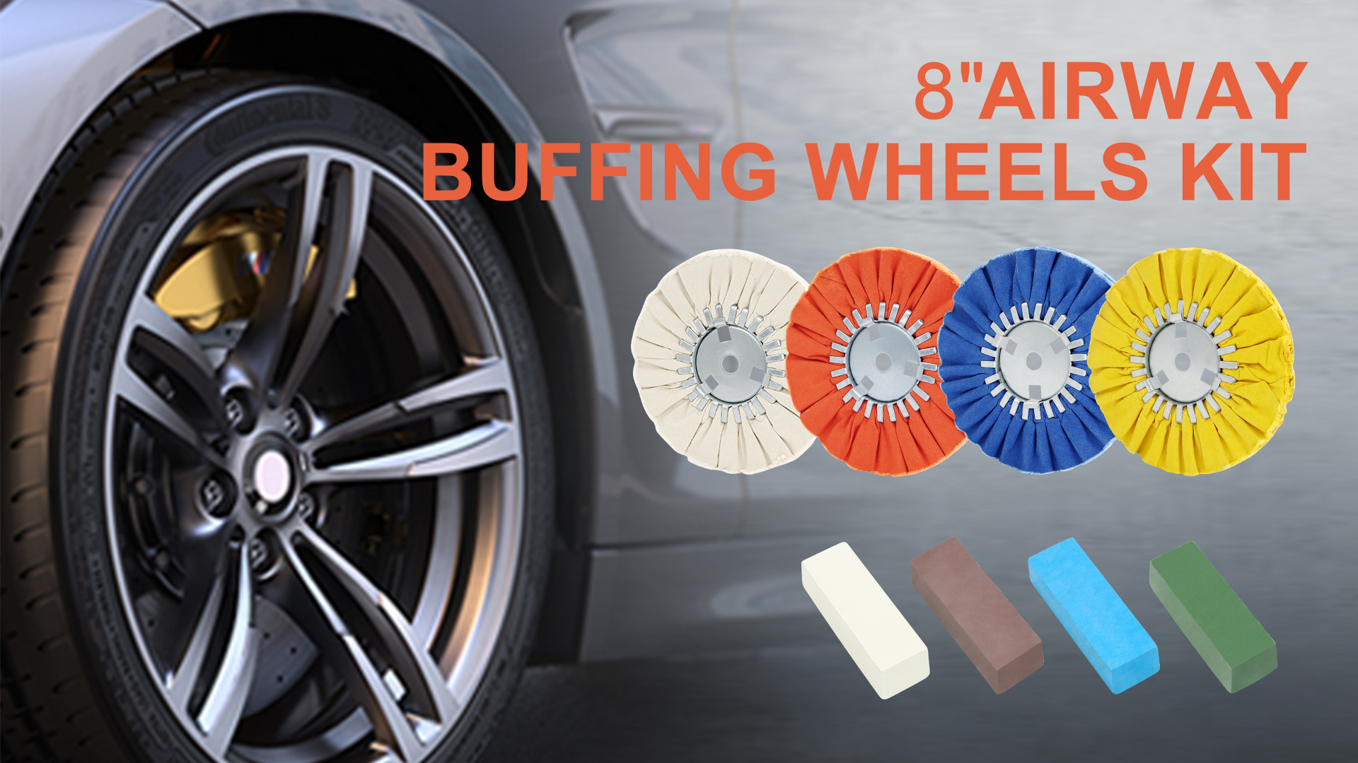 Image of 16ply Aluminum Buffing Wheels Kit 8pcs, 8in Airway Forged Wheels Buffing Polishing for 5 /8 inch Arbor Angle Grinder, with Polishing Compound 4pcs, for Metal Rim Rig Aluminum Brass Rust Removal