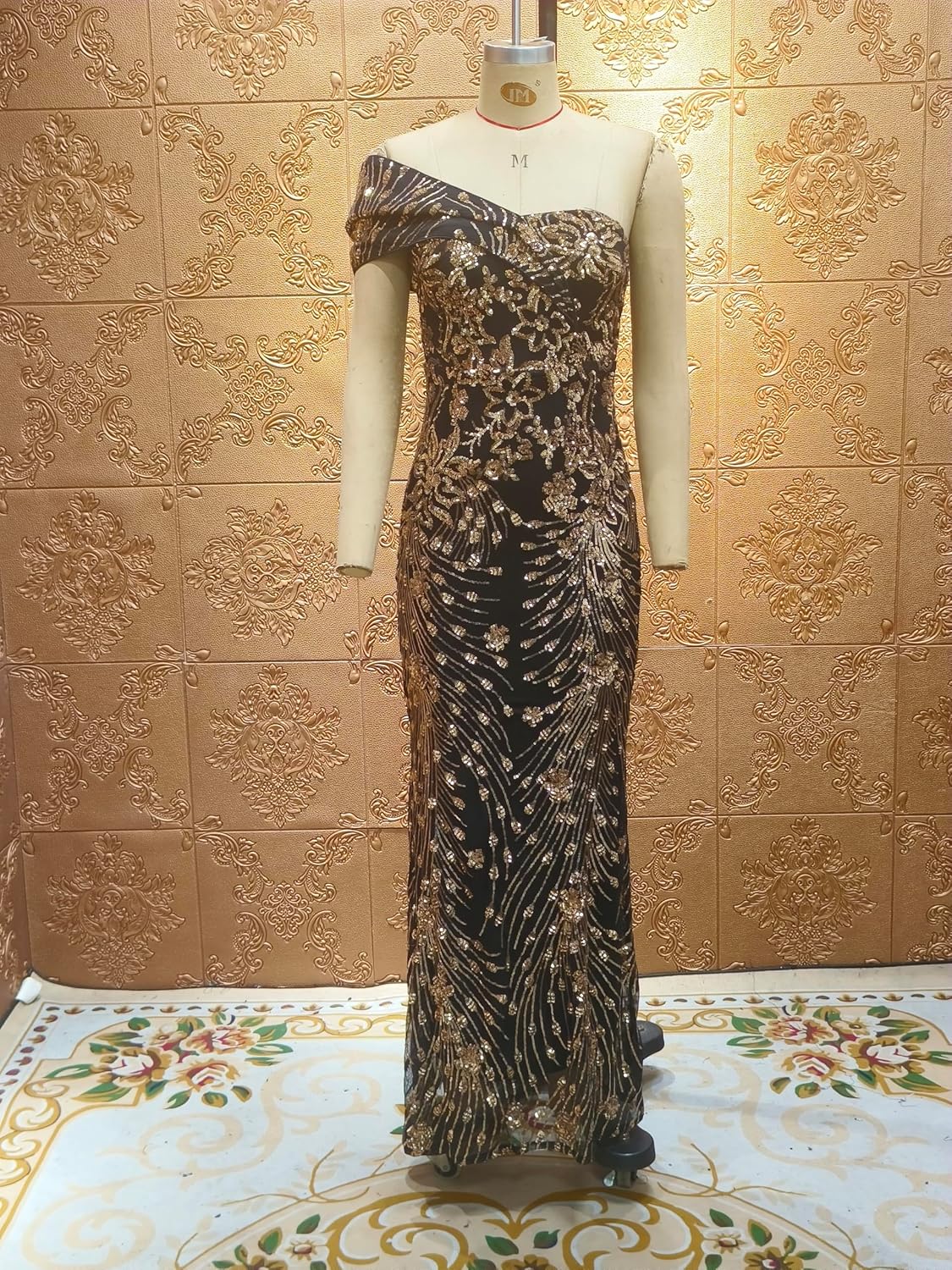 Cololura Women Sexy Sequin One Shoulder Mermaid Formal Party Cocktail Gowns Bodycon Evening Maxi Dress - Image 8