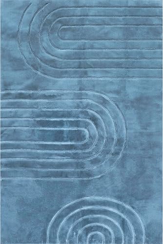 Miniatura 6 de nuLOOM Valery Arches - Alfombra de pasillo de imitación de conejo lavable a máquina, 2 pies 6 pulgadas x 8 pies, color azul