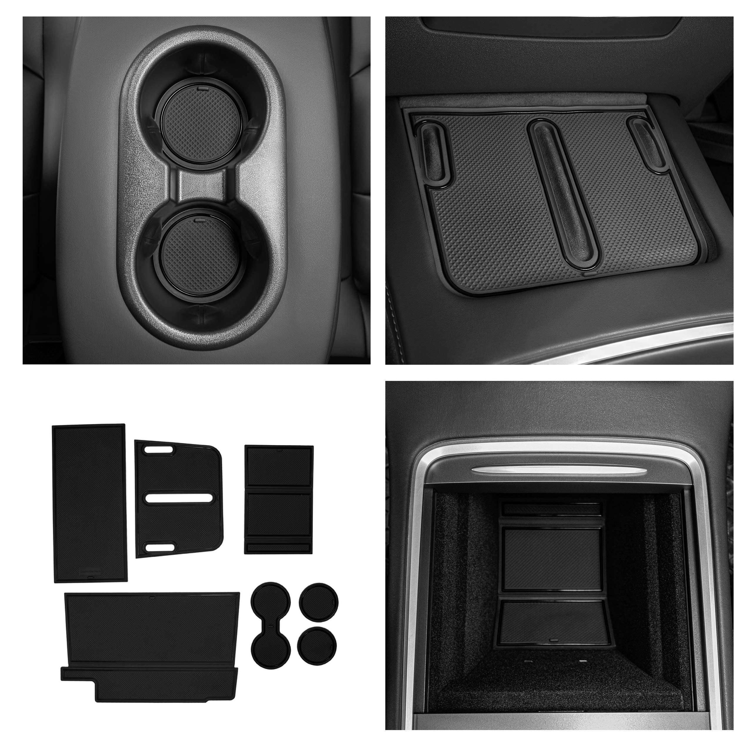 CupHolderHero fits Tesla Model 3 Model Y Accessories 2021-2023 Premium Custom Interior Non-Slip Anti Dust Cup Holder Inserts, Center Console Liner Mats, Door Pocket Liners 7pc Set (Solid Black)