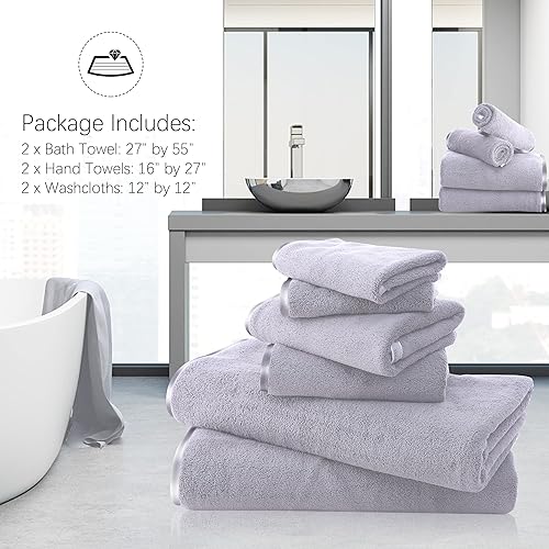 Vista 246 de TENSTARS - Toallas de mano para baño con dobladillo de seda, secado rápido, toalla absorbente de microfibra ultrasuave para baño, fitness, gimnasio