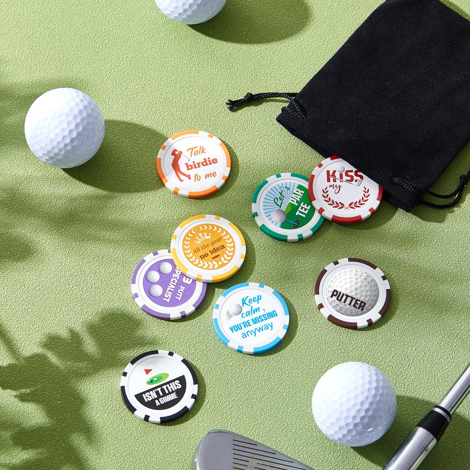 Namalu 8 Pieces Funny Poker Chip Golf Ball Markers for Putting Green Golf Gifts for Men Ball Marker Accessories for Novelty Bad Putter Collection Father's Day Gift - Image 3