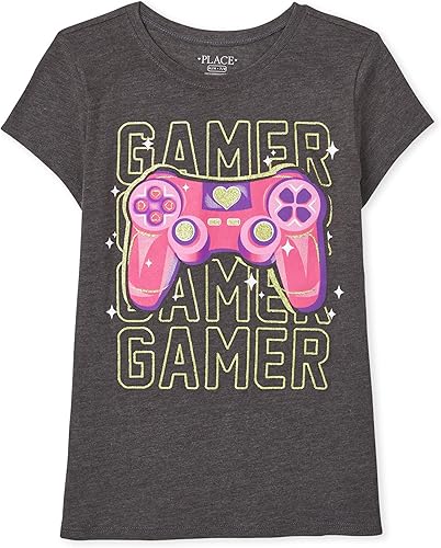 The Children's Place Camiseta gráfica de manga corta para niñas, Azul (Blue Radiance)