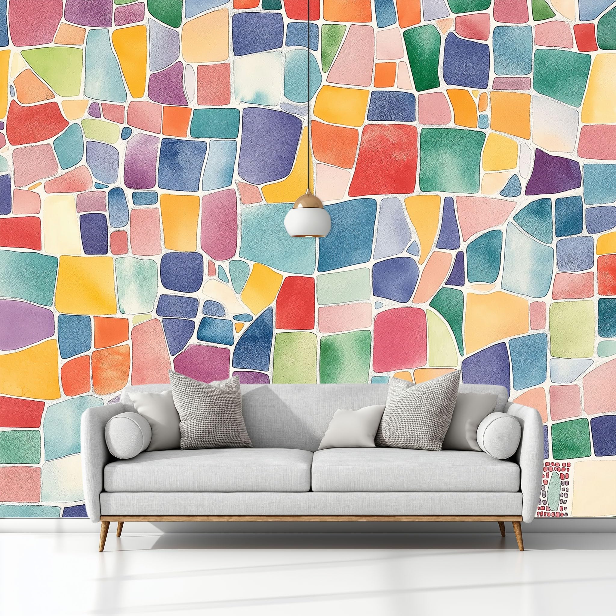 Generico Abstrakcyjne tło Mozaika Akwarela 3D Tapeta panoramiczna 400 x 280 cm, fototapeta z włókniny | Dekoracja fototapet do sypialni Kolor dziecka,