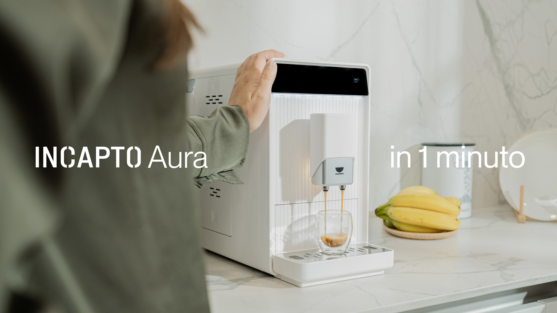 Macchina Caffè Automatica Incapto Aura | 19 Bar | Compatta Con Macinino Integrato | 4 Bevande | Nero