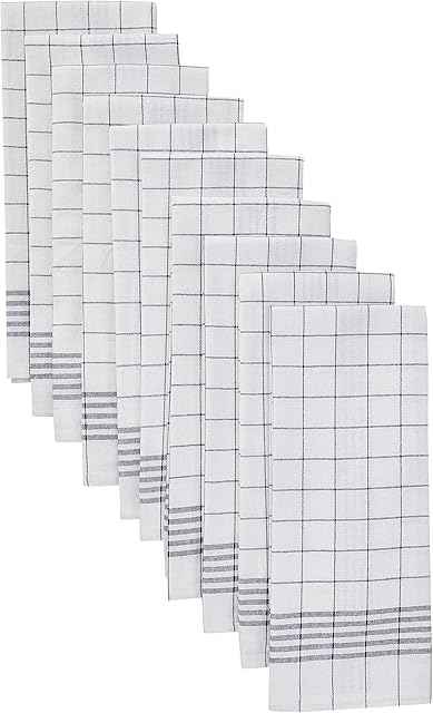 Glart Kitchen Towels, Pack of 10 Blue Tea Towels, 50 x 70 cm, 100 Percent Cotton, High-Absorbent Kitchen Cloths