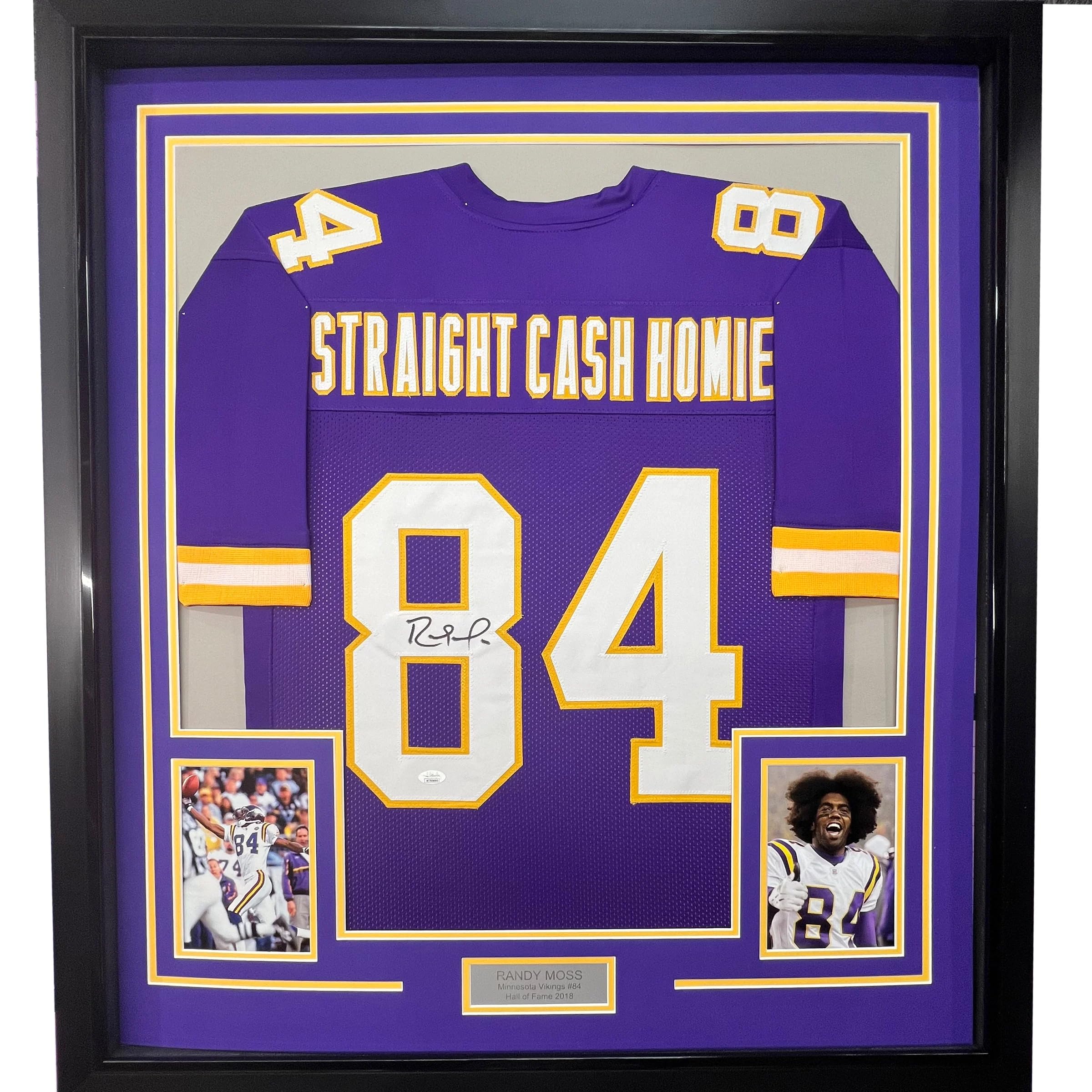 Framed Autographed/Signed Randy Moss 35x39 Straight Cash Homie