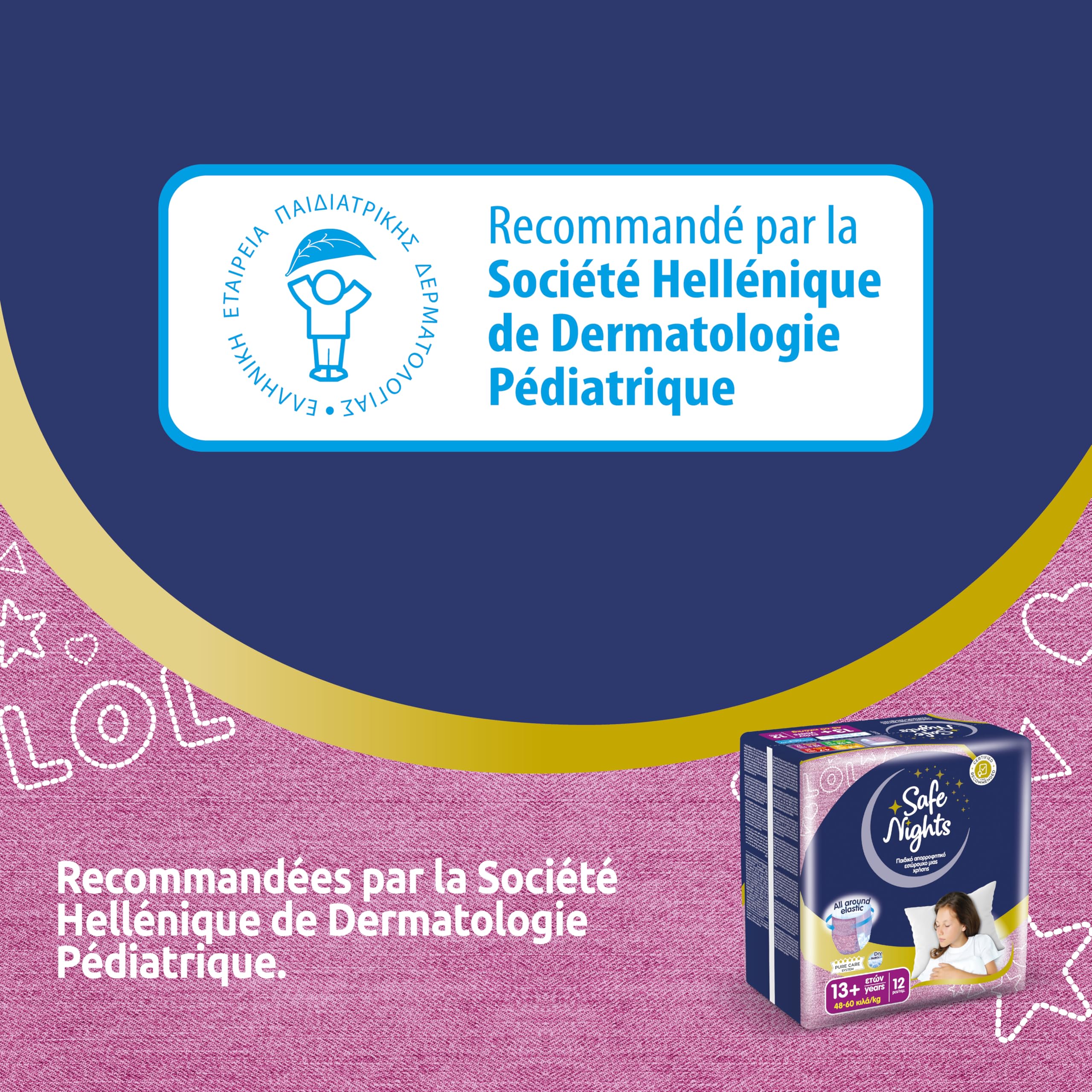 Babylino Safe Nights Girl, Culotte de Nuit Absorbante pour Fille 13+ ans (48-60 kg), 12 Culottes