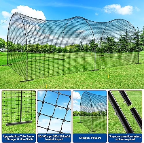 Miniatura 2 de Portable Baseball Batting Cage Net with Sturdy Steel Frame, 20FT 30X12X8FT Batting Cages for Backyard Baseball Training Equipment with Carry Bag