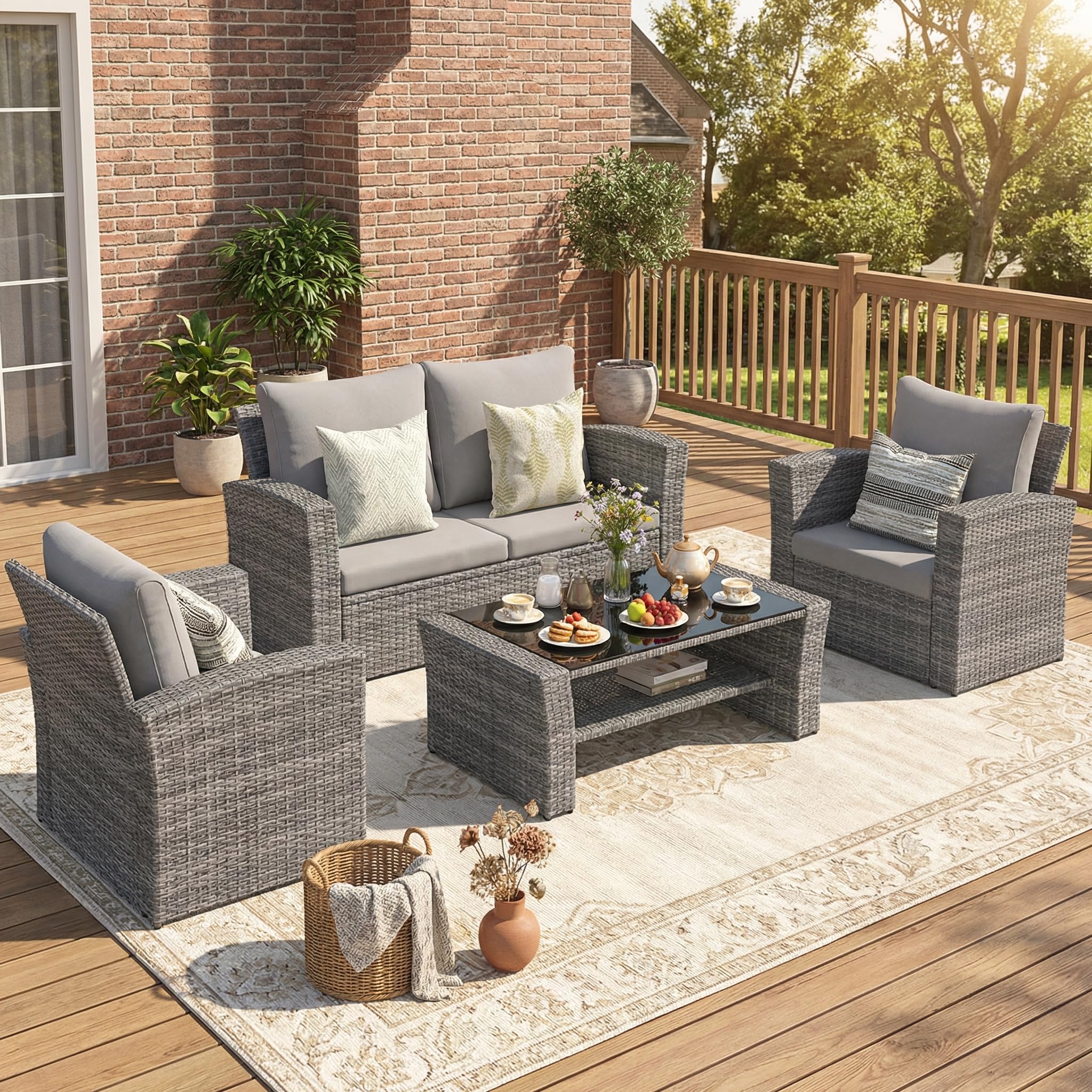 Wisteria Lane 4-Piece Wicker Patio Set