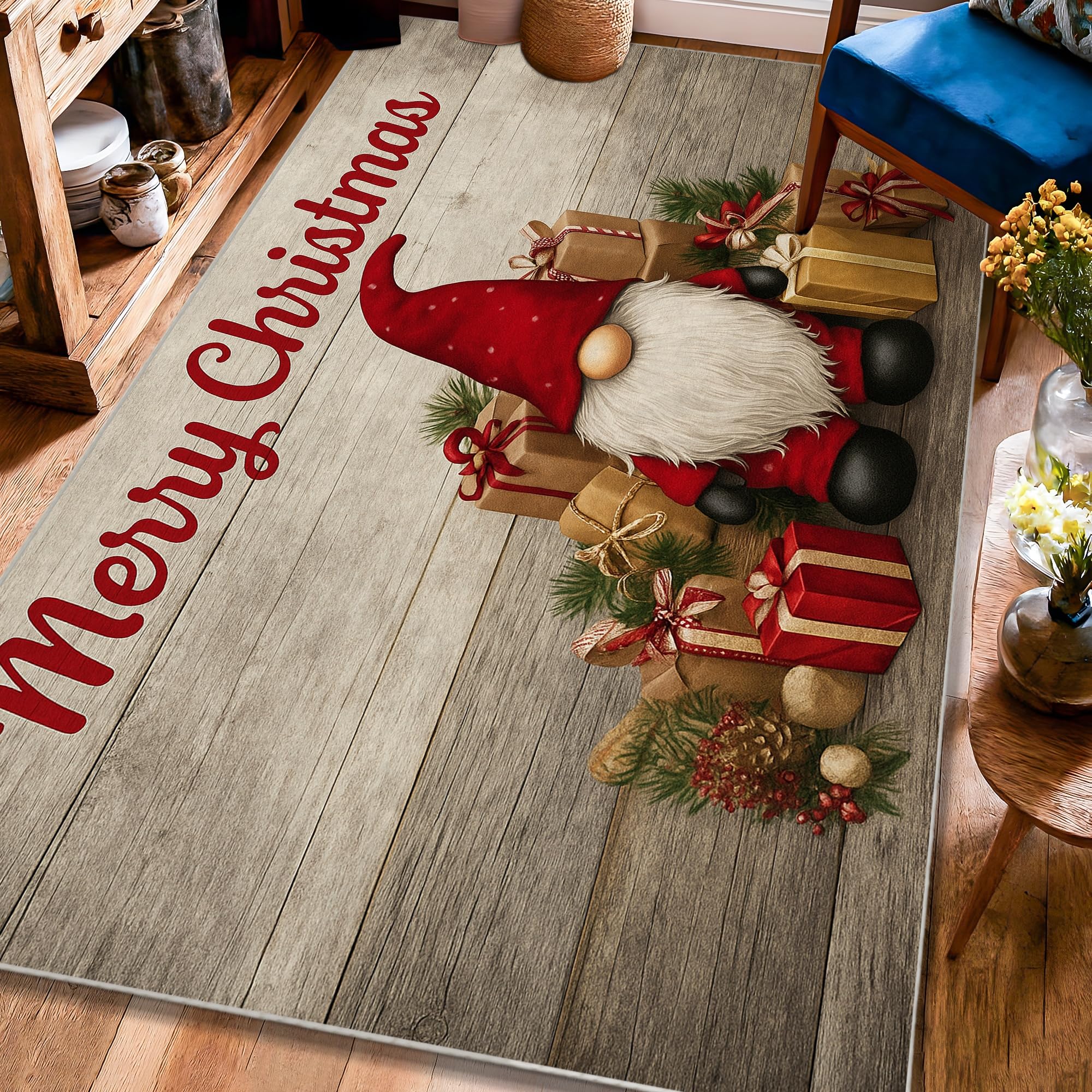 Nain de Noël tapis de sol rectangulaire sans perte de poils