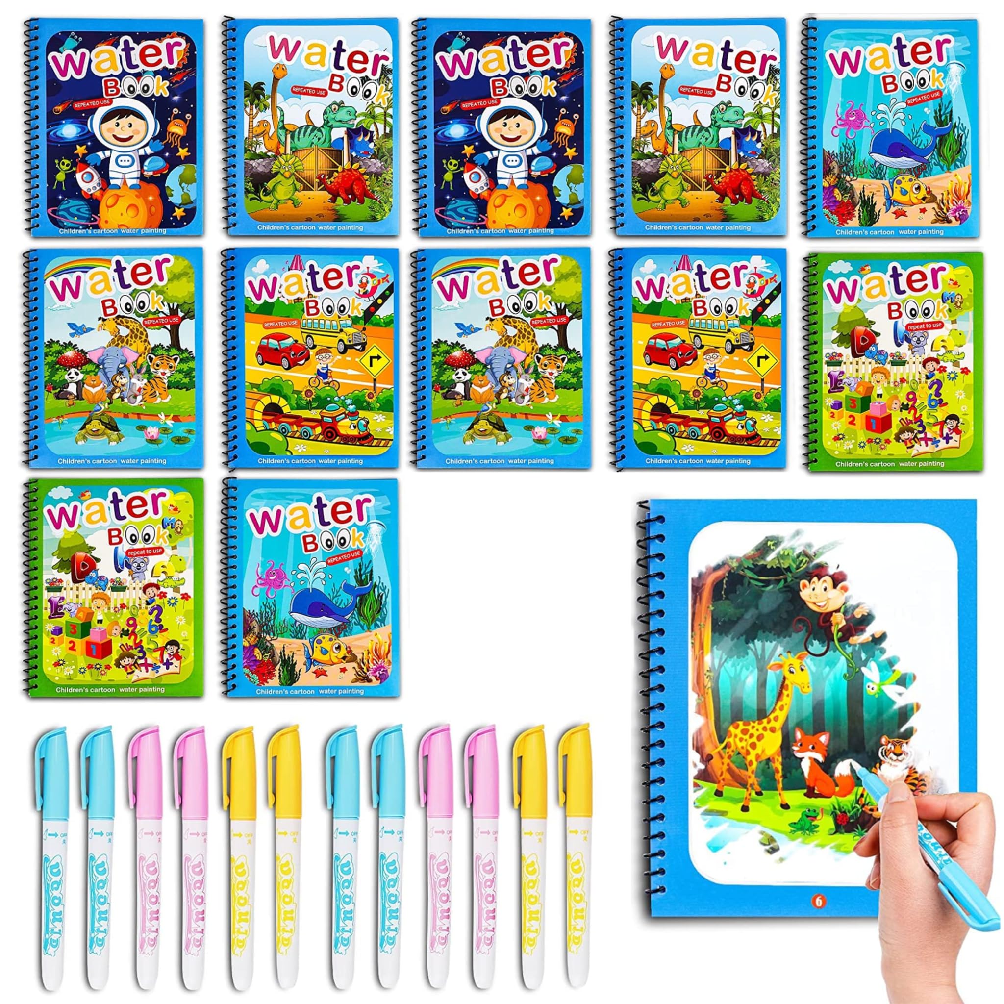 SNAPTRON Magic Book for Kids 12 Pcs Return Gifts for Birthday Party Age 3+ | Birthday Return Gift for Kids Kids Return Gifts for Birthday Bulk Return Gifts for Kids Birthday Party Magic Water Book