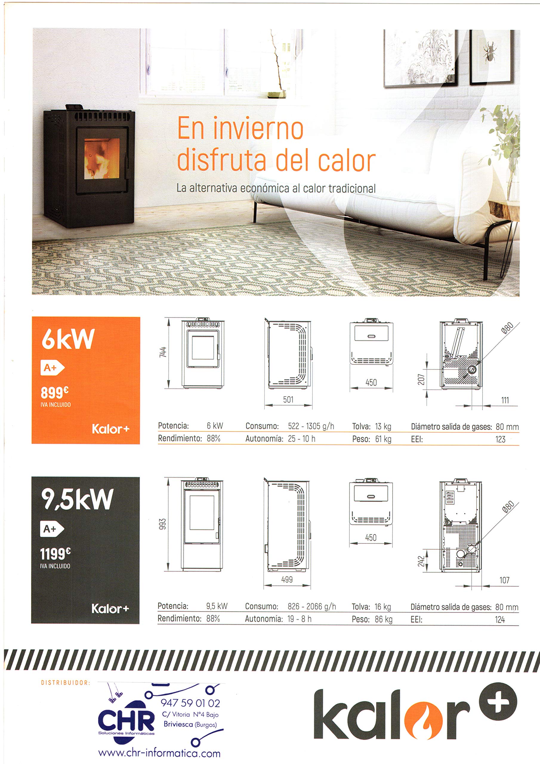 Kalor+ Estufa de Pellets 6 KW
