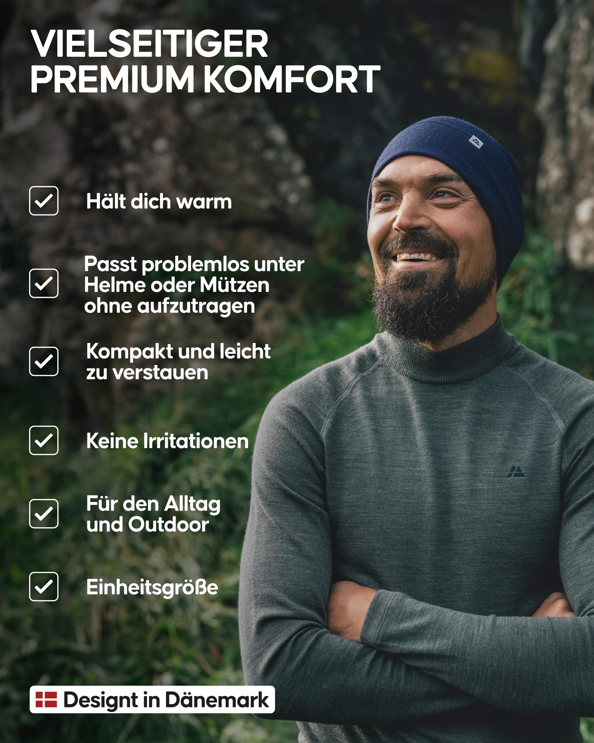DANISH ENDURANCE Merino Laufmütze Herren & Damen, Atmungsaktiv & Warm | Merino Laufmütze, Atmungsaktiv, Warm & Geruchshemmend, für Sport, Radfahren & Wintertage, Unisex