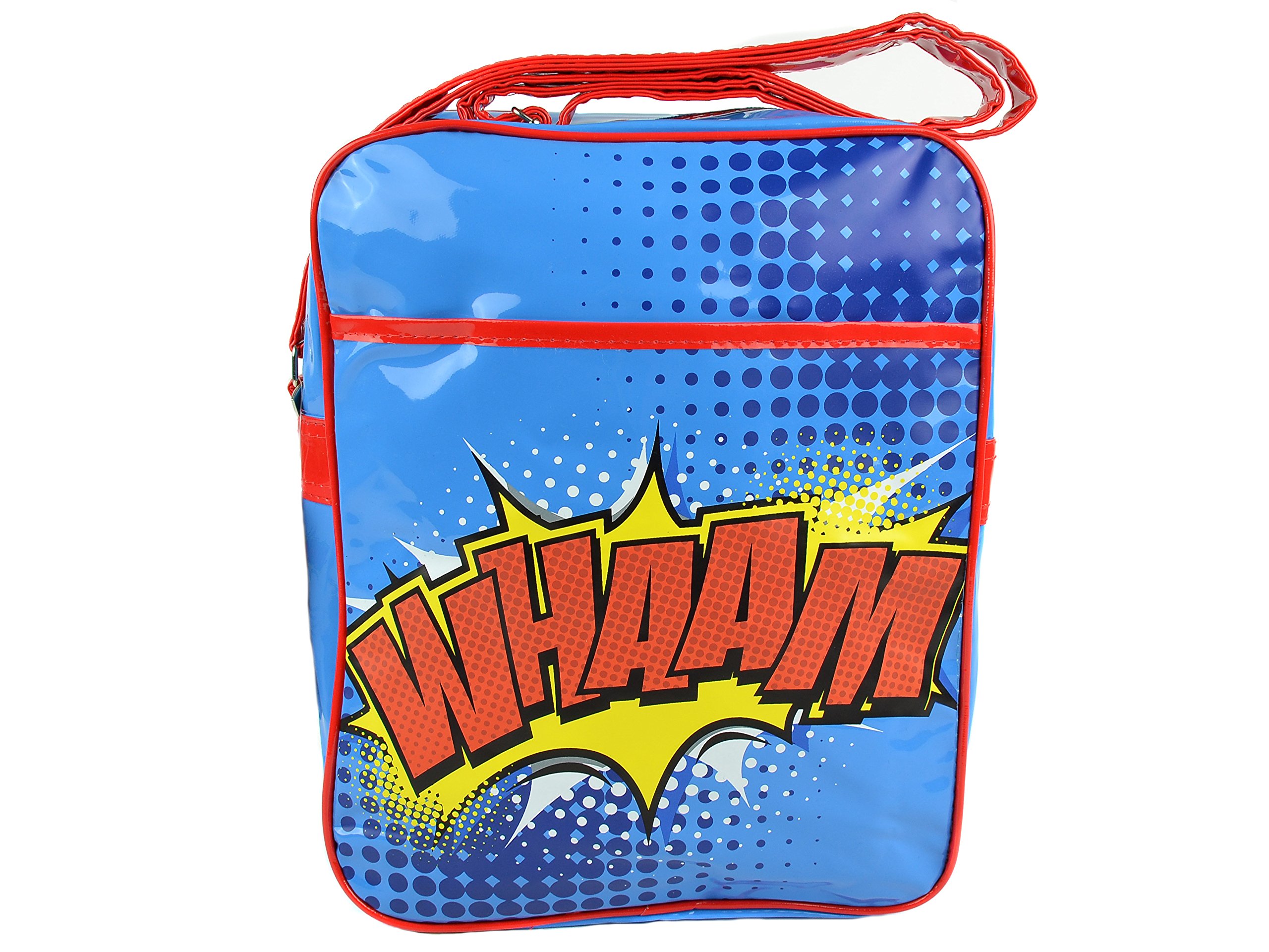 Lightweight Oil Cloth Messenger Bag Cross Body Shoulder Unisex Pow Zap Boom Wham