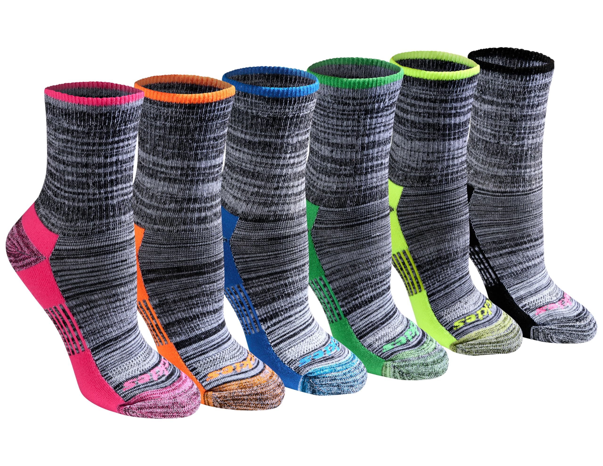 Dickies Women's Black Marl Assorted (6 Pairs) Dri-Tech Advanced Moisture Wicking Mid-Crew Socks, Available In M-L (6,12, Medium (Pack Of 6)