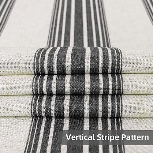 Miniatura 5 de DriftAway Chris Linen - Cortinas opacas con capa térmica y reductora de sonido, 63 pulgadas de largo para dormitorio, cortinas estampadas a rayas