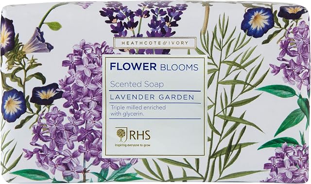RHS Beauty Flower Blooms Lavender Garden Triple Milled Scented Bar Soap, 240g 248 ml