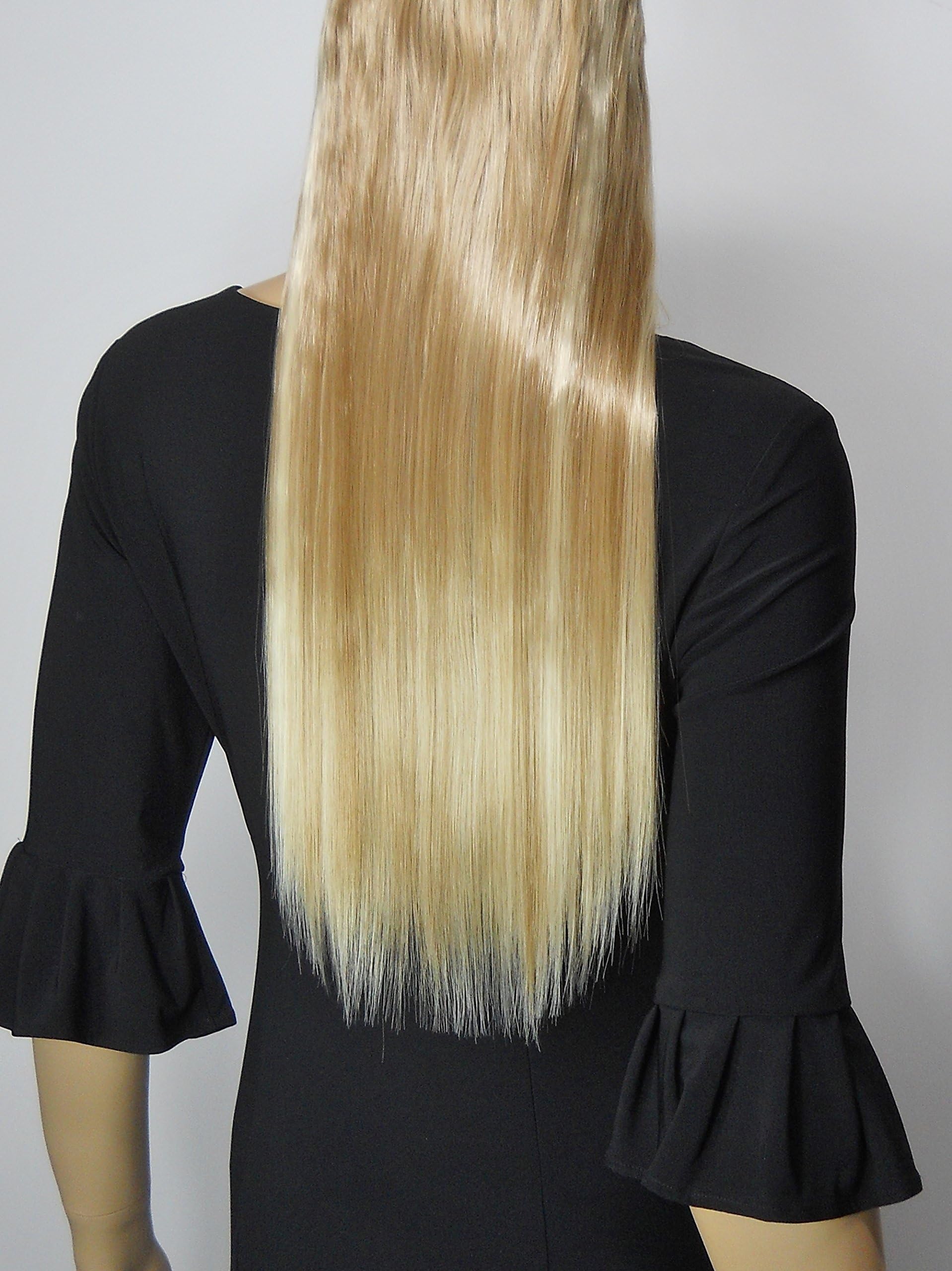 #27/613 Blonde Mix 20" Halo - Flip in Synthetic Hair Extensions on a Wire Heat Resistant to 350