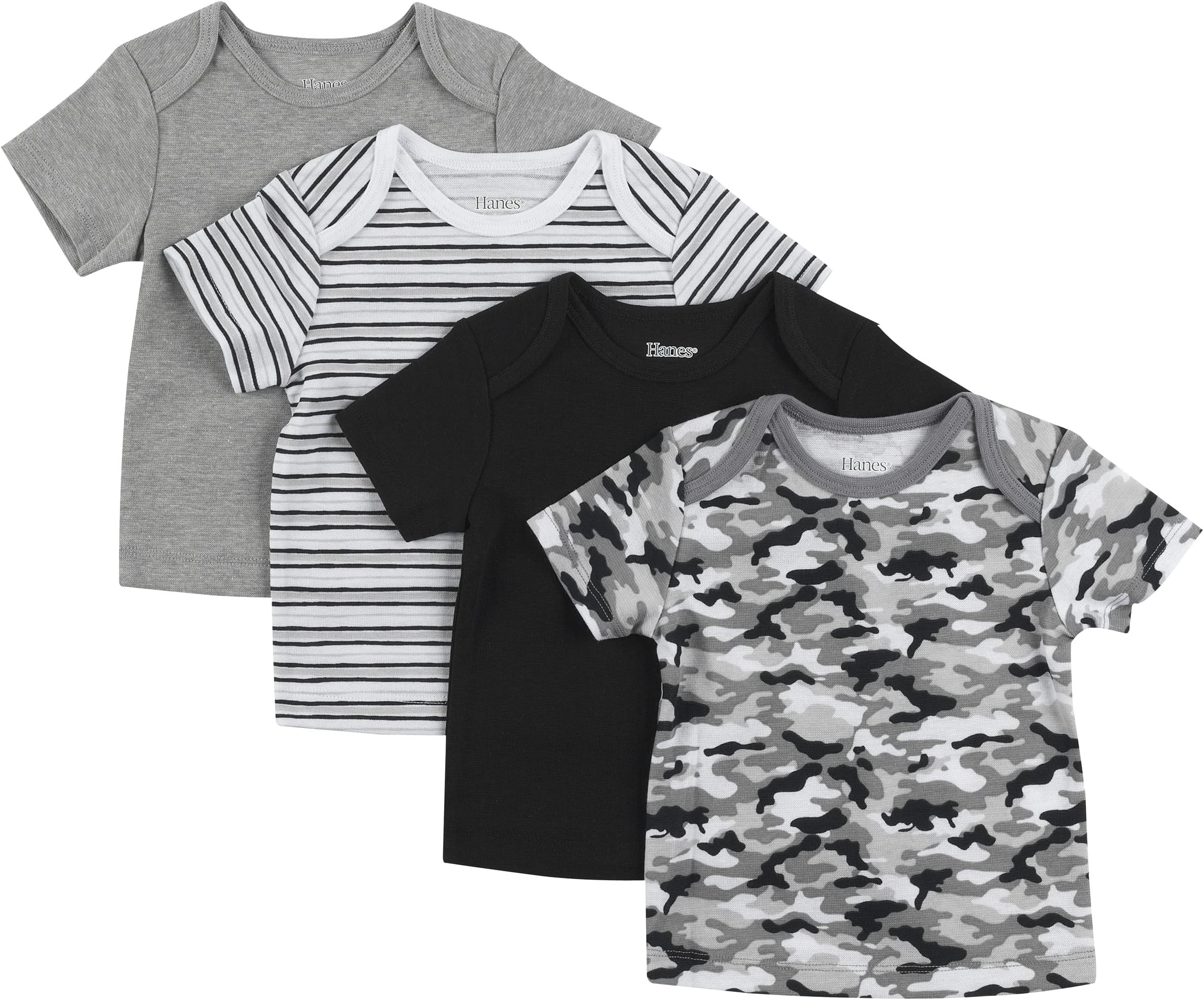 Baby T-Shirt, Flexy Soft Stretch Shirt, Expandable Shoulder, 4-Pack