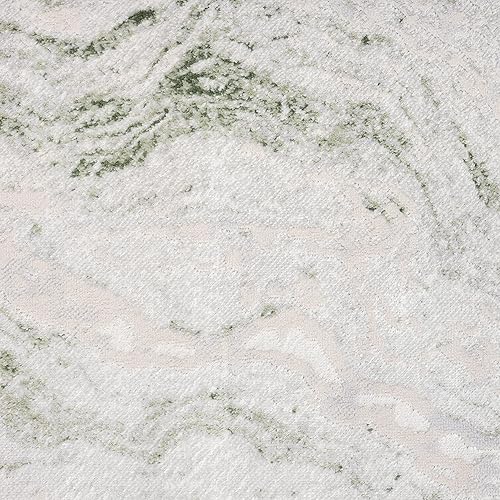 Miniatura 8 de Abani Atlas - Alfombra de área verde y gris, 5 x 8 pies, mármol abstracto, duradera, no desprende pelusa, fácil de limpiar