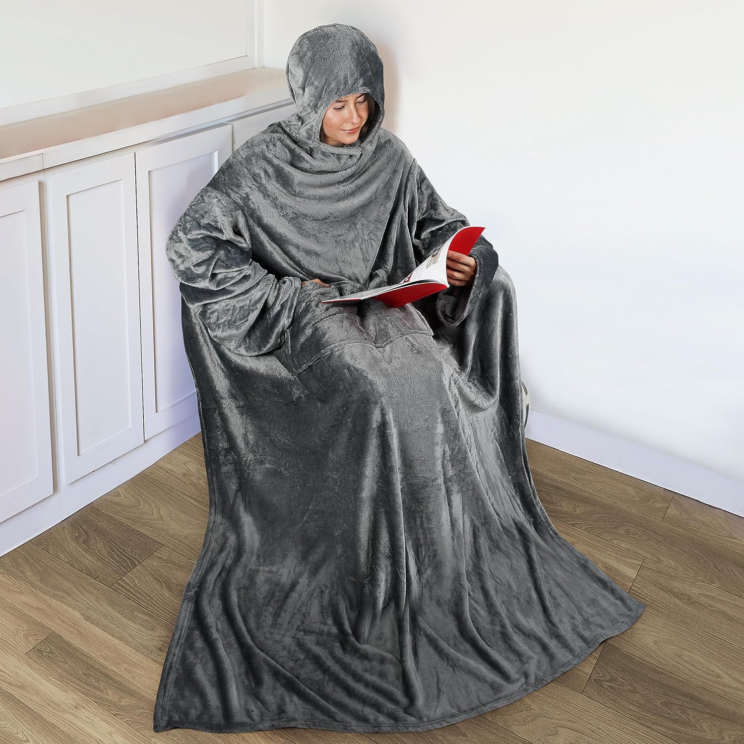 Catalonia Classy Hooded Blanket with Sleeves for Women Men Adults