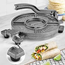 ARC Tortilla Press 10.4 inch, Cast Iron Tortilla Maker, Heavy Duty Tortillera Pataconera, Flour Tortilla Press, Roti Maker, Taco Maker, Taco Press, Black Gray