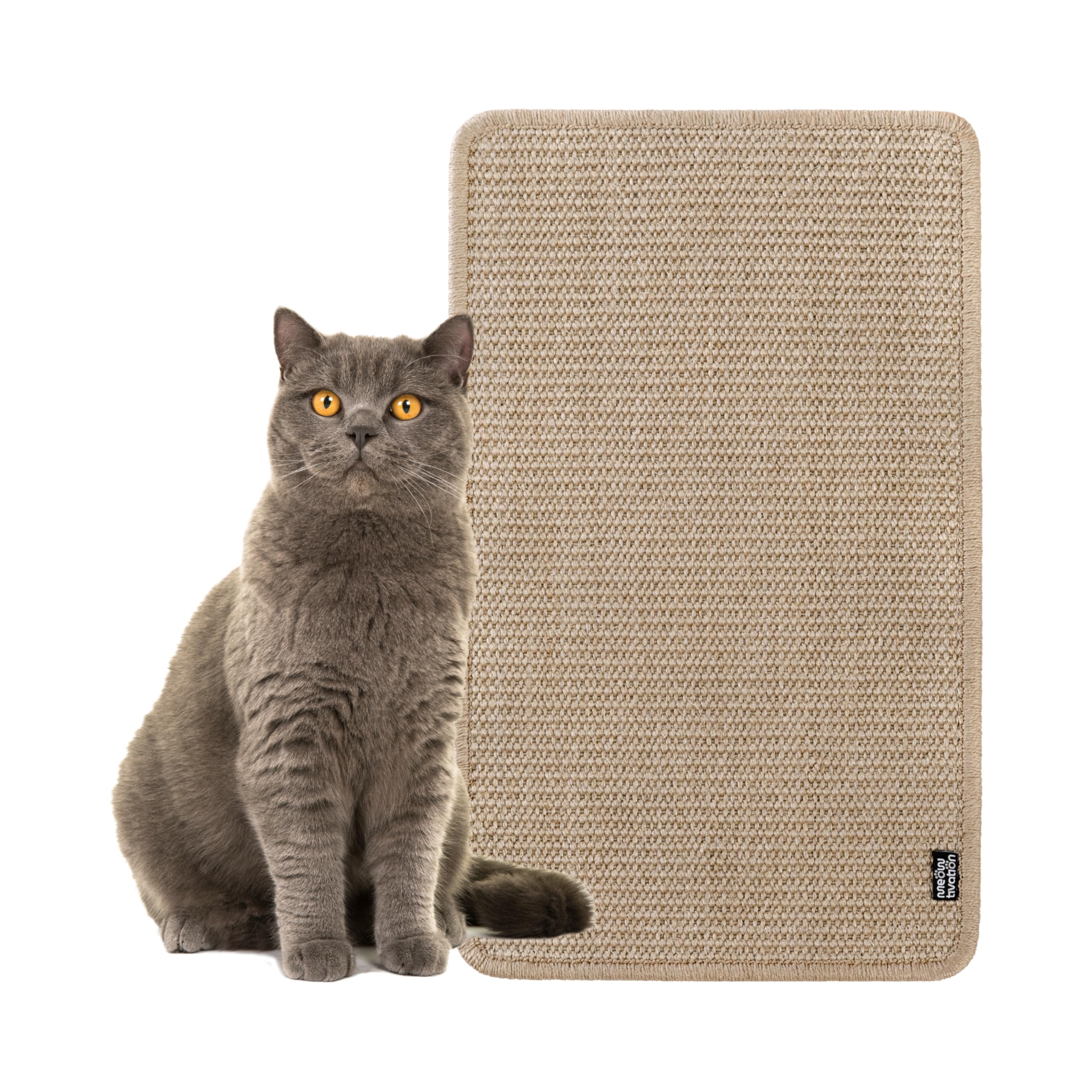 Krabmat voor katten - hoogwaardige krabmat van natuurlijk sisal, stevige krabplank en multifunctionele sisalmat, robuuste krabpad voor katten, beschermt meubels (50 x 30 cm, Beige