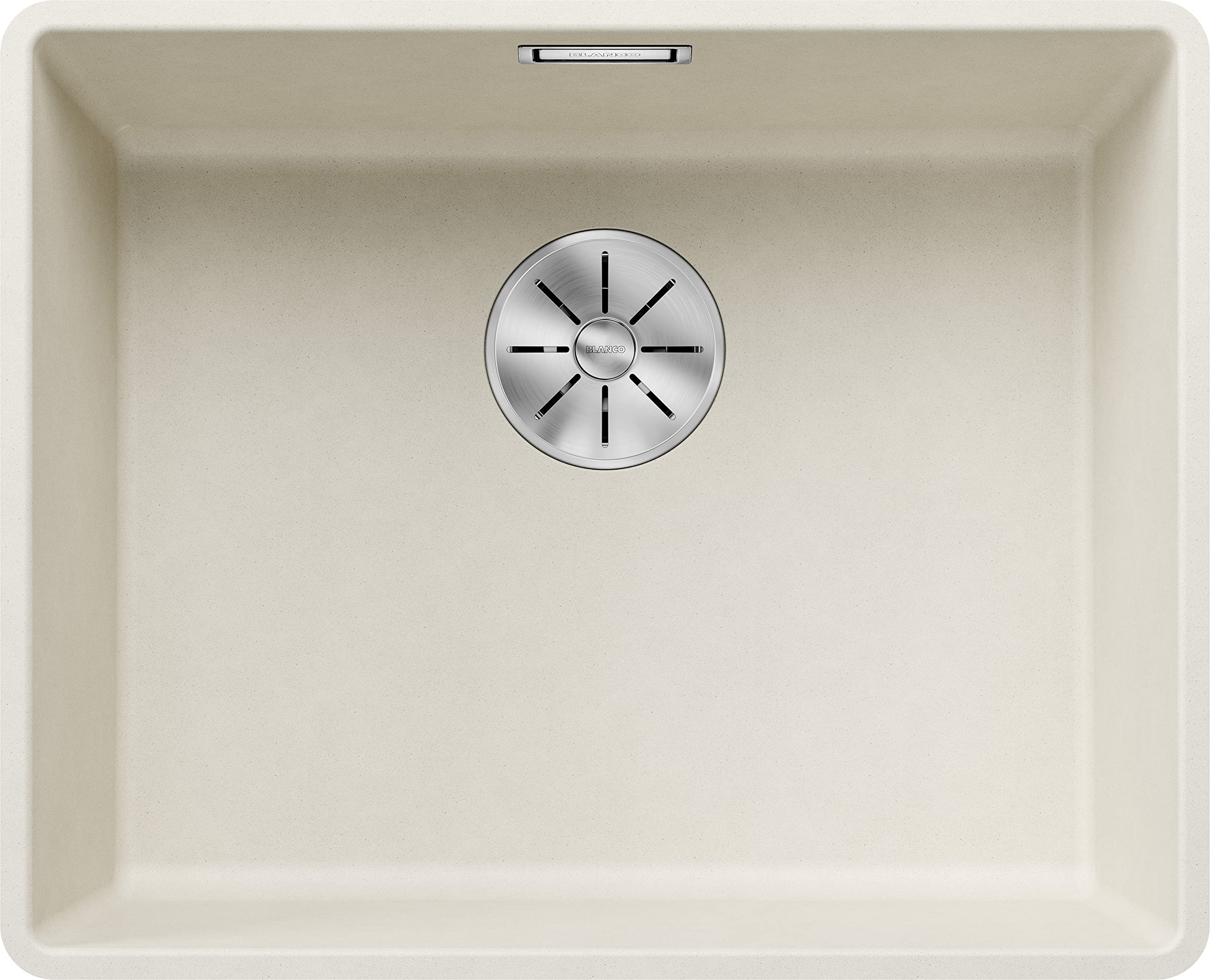 BLANCO SUBLINE 500-F | Granitspüle aus SILGRANIT softweiß | Einbauart: Flächenbündig | für 60 cm breite Unterschränke | Großes Beckenvolumen | Reinigungsfreundliche Öberfläche | [52,7x42,7x20,2 cm]