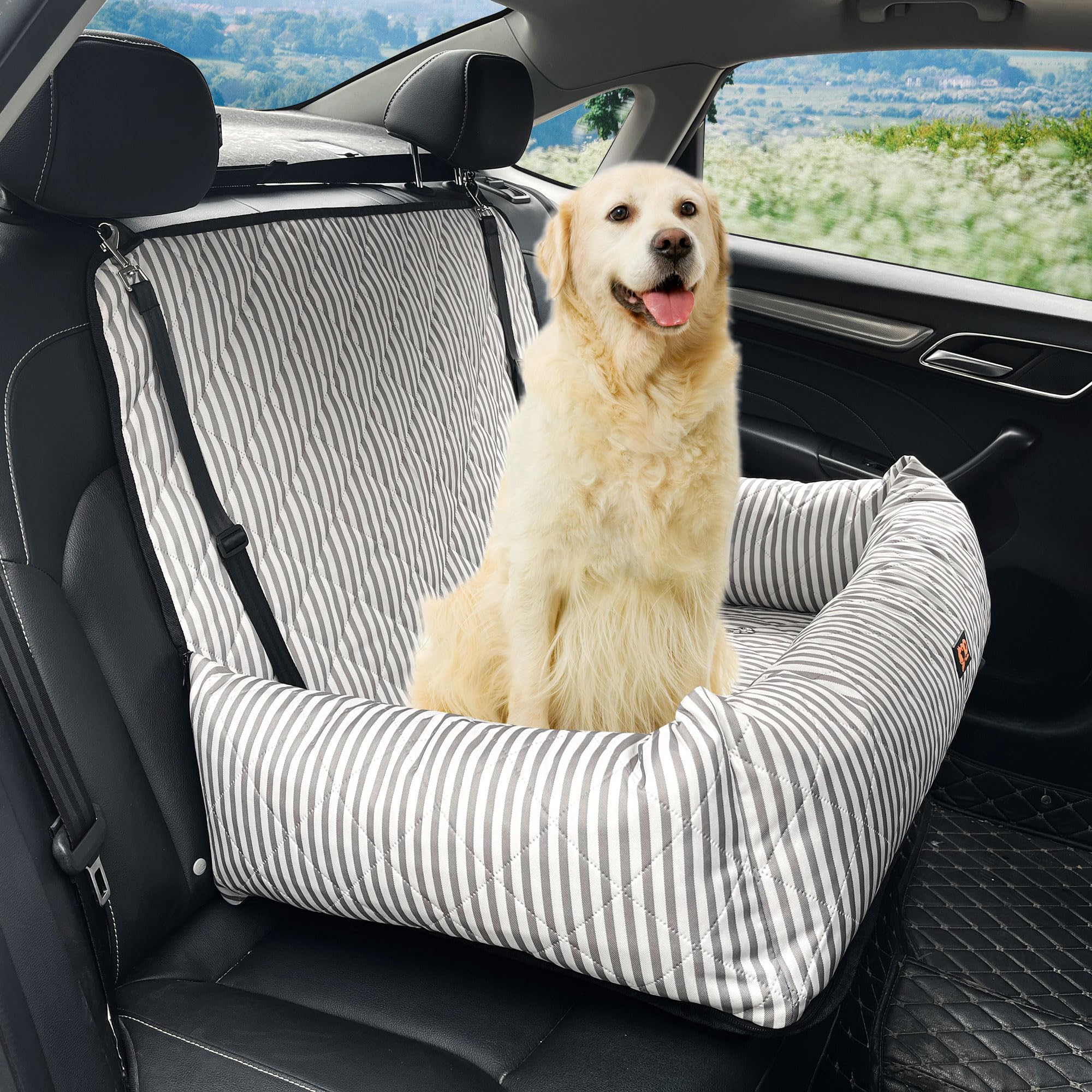 GeerDuo Dog Car Seat, Pet Booster Seat, Dog Seat Travel Bed for Medium