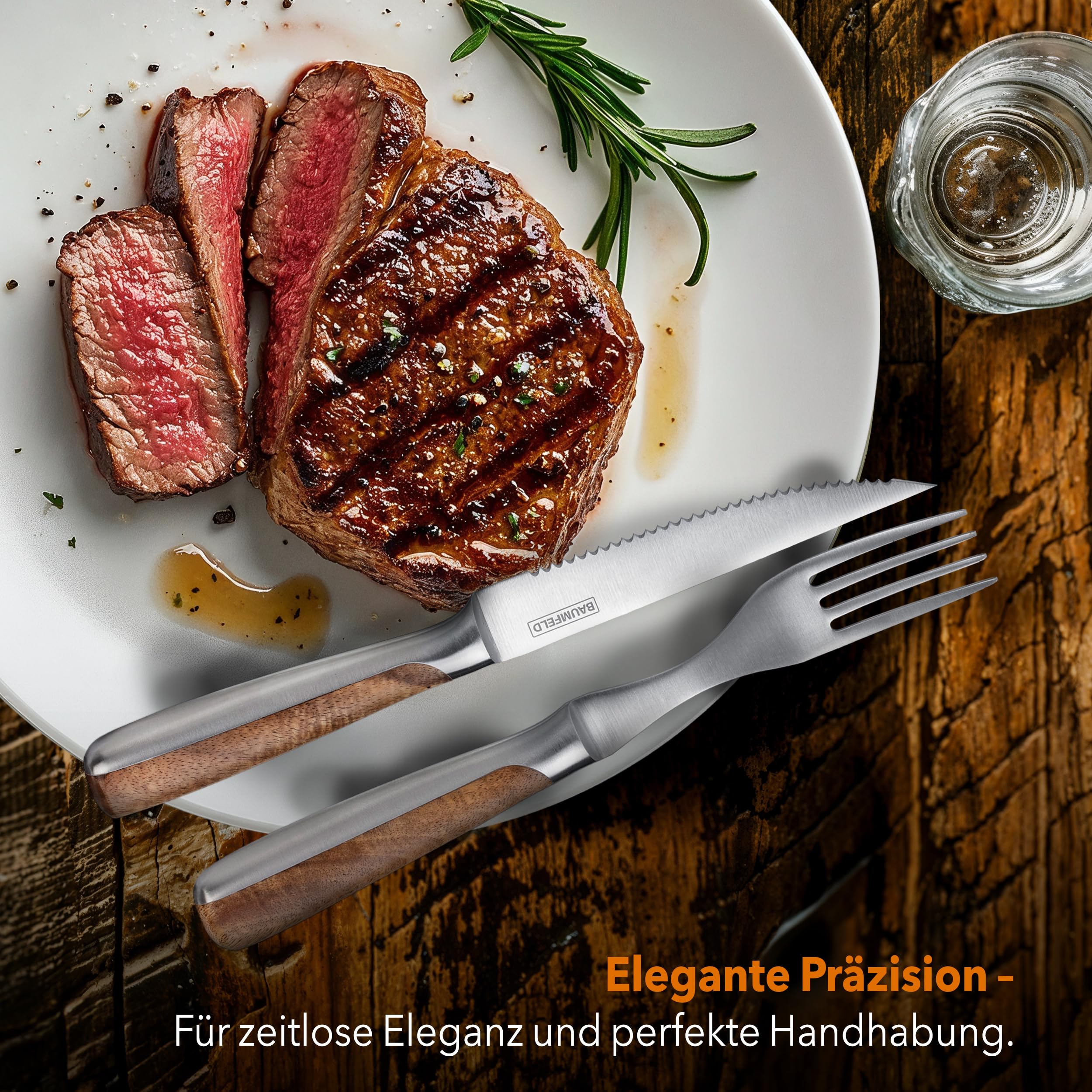 Pizza- und Steakbesteck (Akazienholz, 12 teilig)