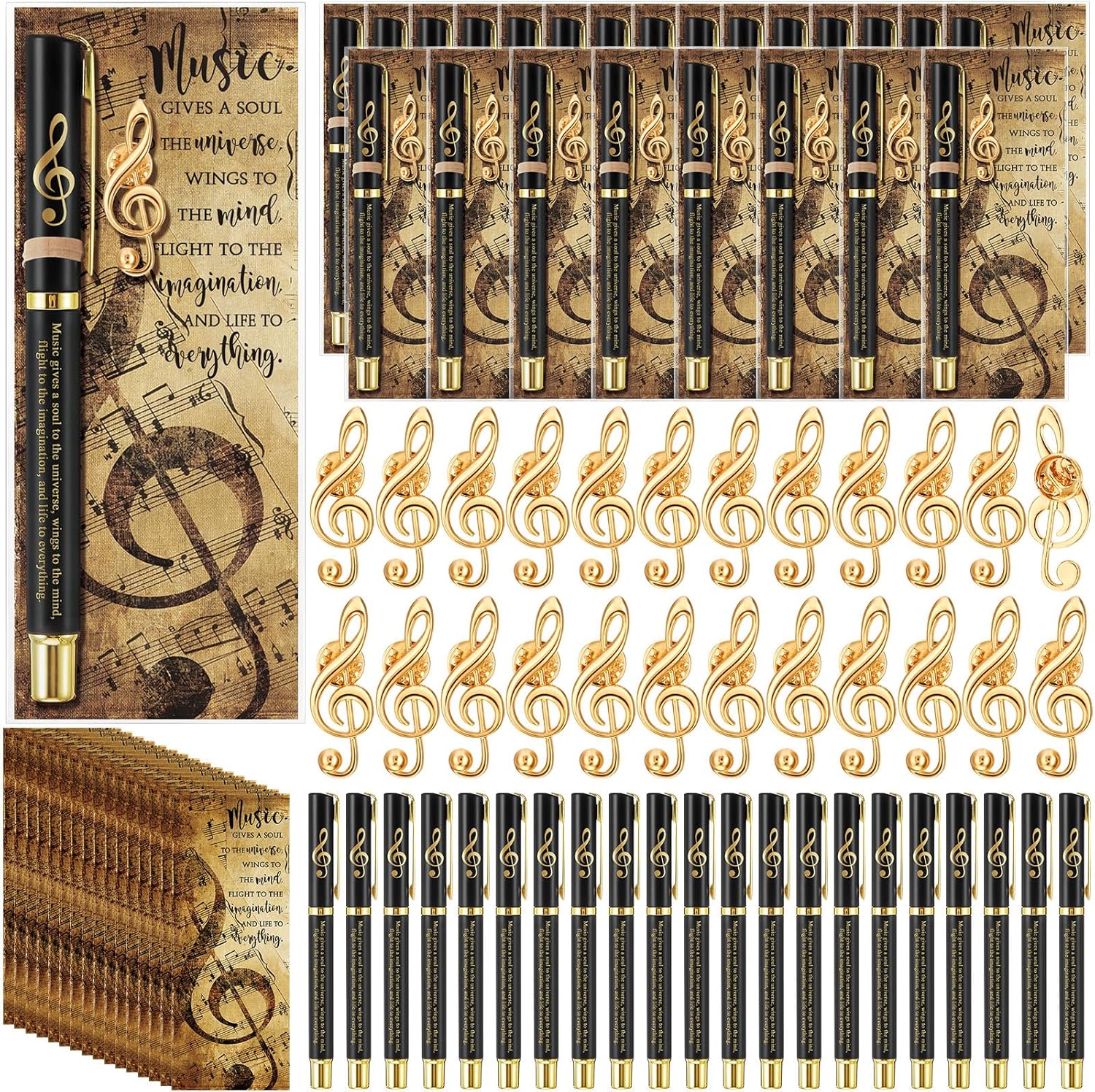 Sayglossy 24 Sets Music Themed Appreciation Gifts Bulk Inspirational Musical Pens Pins and Bookmarks Music Party Favors Choir Gifts for Musicians Band Concert Students Teachers