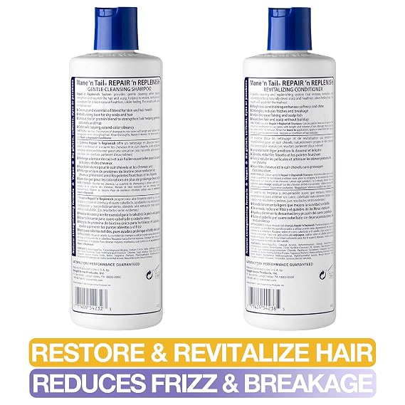 Mane n Tail Repair n Replenish Shampoo & Conditioner (Pack of 2) Sulfate-Free, Gentle Cleansing & Nourishing System for Curly & Natural Hair (11.2 oz Each)