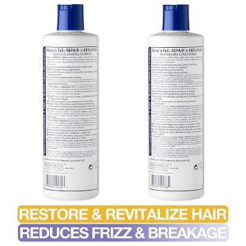 Mane n Tail Repair n Replenish Shampoo & Conditioner (Pack of 2) Sulfate-Free, Gentle Cleansing & Nourishing System for Curly & Natural Hair (11.2 oz Each)