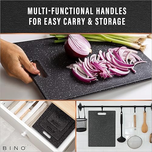 Miniatura 6 de BINO Tabla de cortar  Tabla de cortar de 3 piezas  Plástico sin BPA, duradera, multiusos, de doble cara, apta para lavavajillas, fácil de limpiar